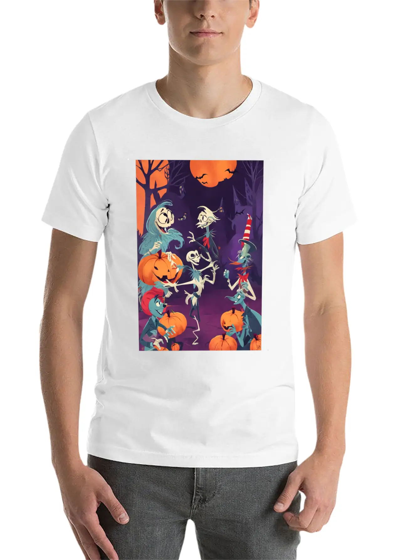 Funny Skeletons Dance On Halloween Party Breathable Graphic T-Shirt – Perfect For Casual Days