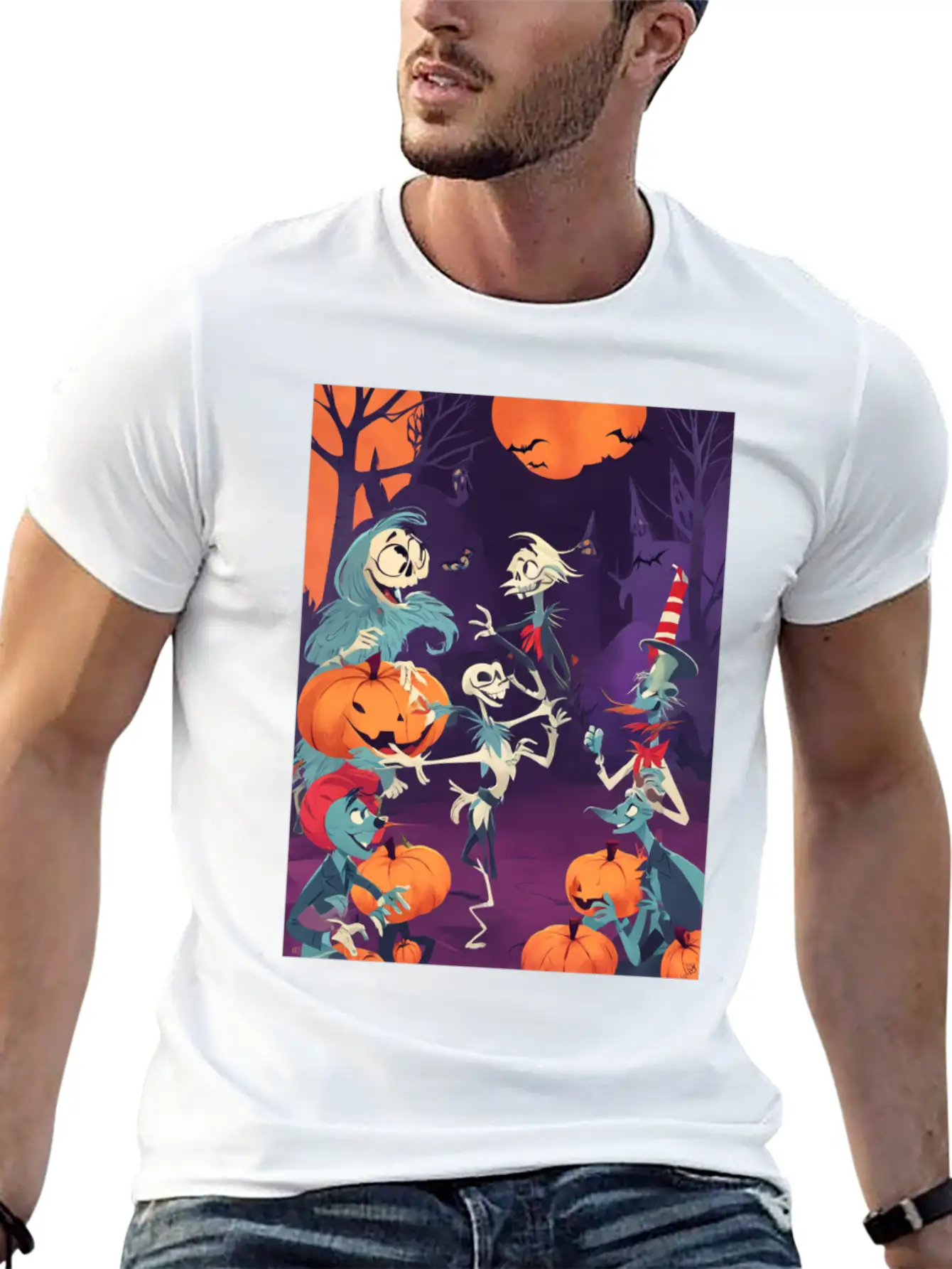 Funny Skeletons Dance On Halloween Party Breathable Graphic T-Shirt – Perfect For Casual Days