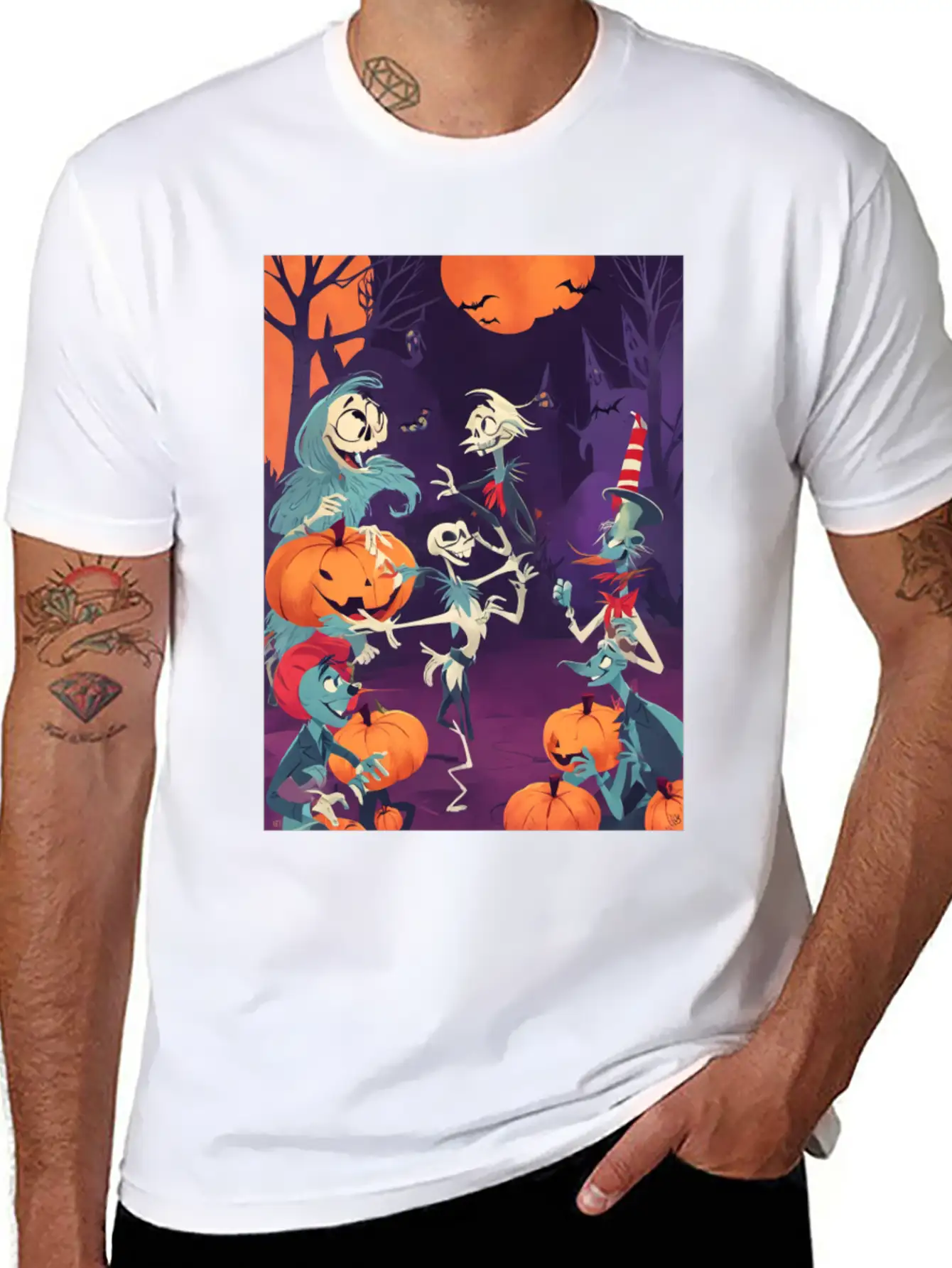 Funny Skeletons Dance On Halloween Party Breathable Graphic T-Shirt – Perfect For Casual Days