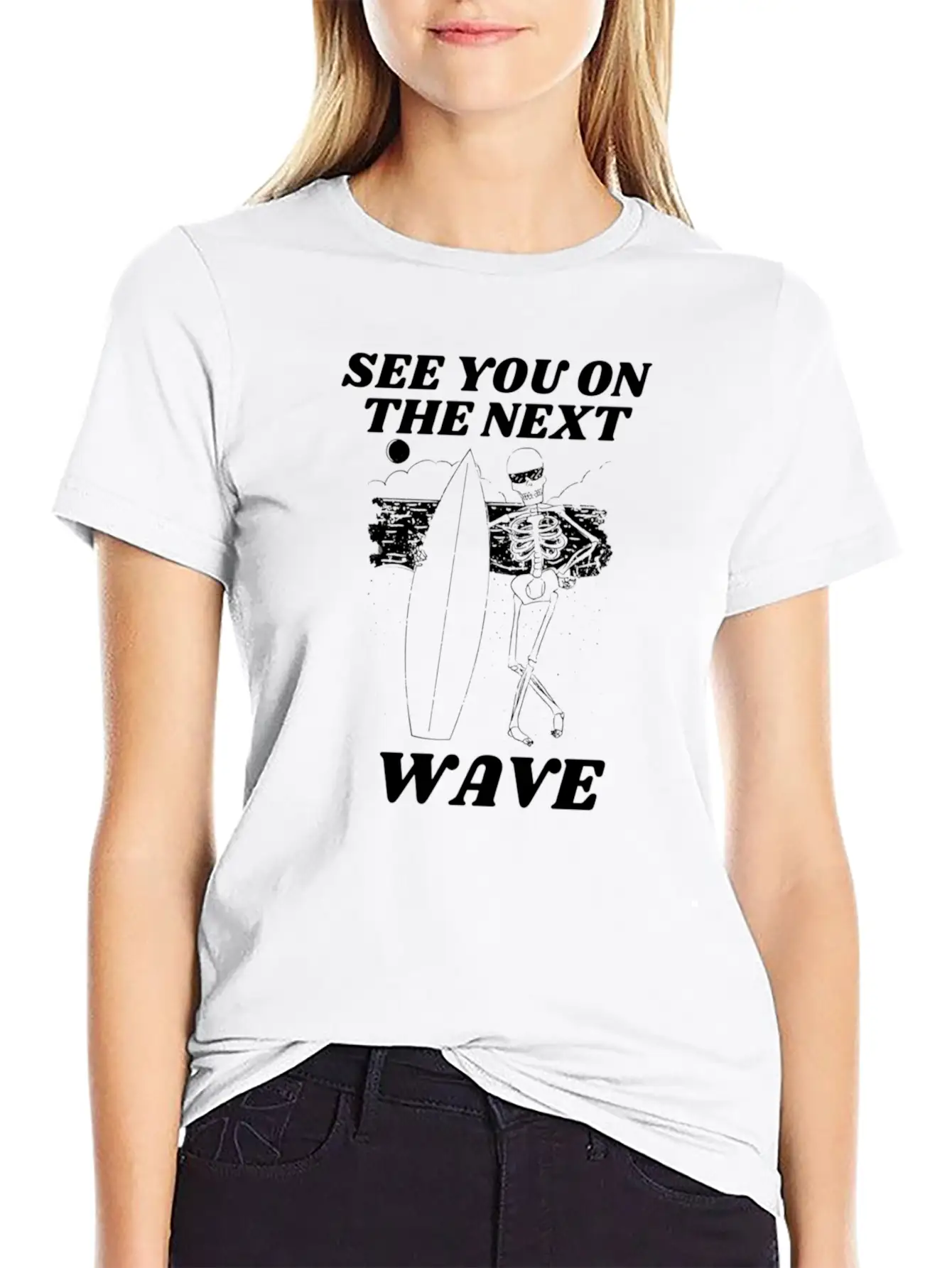 Funny Surfing Skeleton See You On The Next Wave Classic Cotton Tee – Unisex Comfort For Any Season