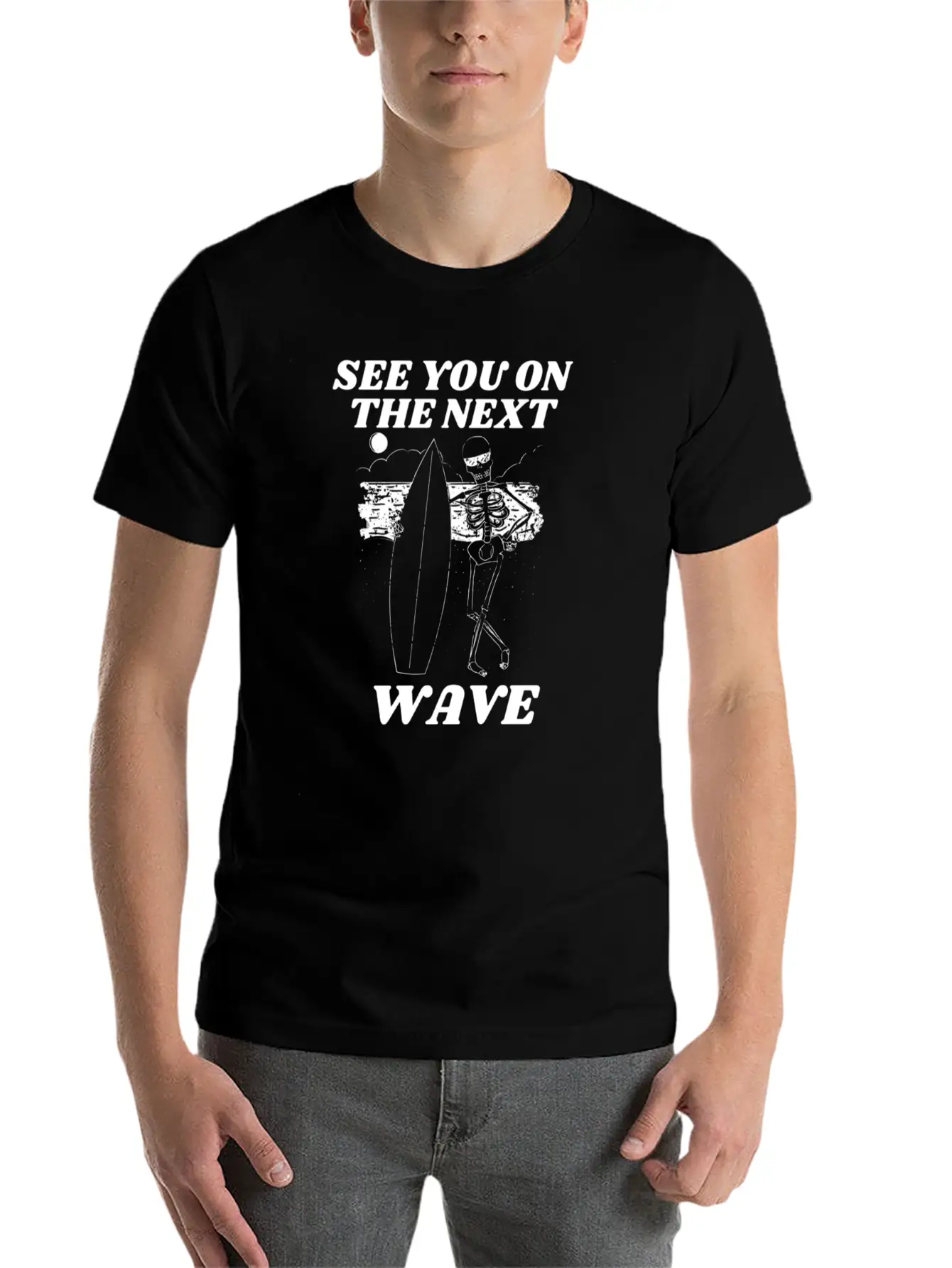 Funny Surfing Skeleton See You On The Next Wave Classic Cotton Tee – Unisex Comfort For Any Season