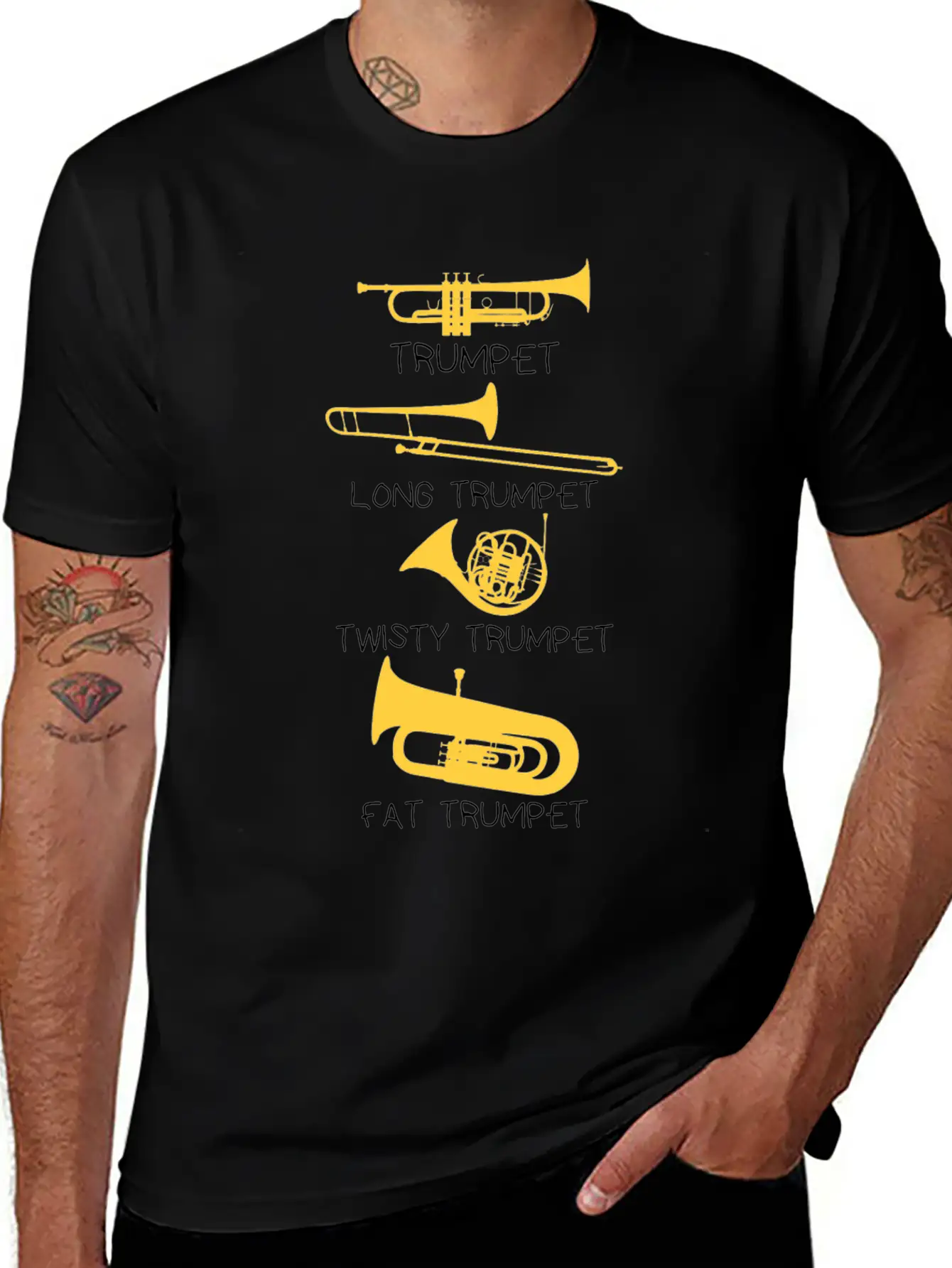Funny Types Of Trumpets, Funny Trumpet Gift Idea Stylish Everyday T-Shirt – Unisex Basic Cotton Tee