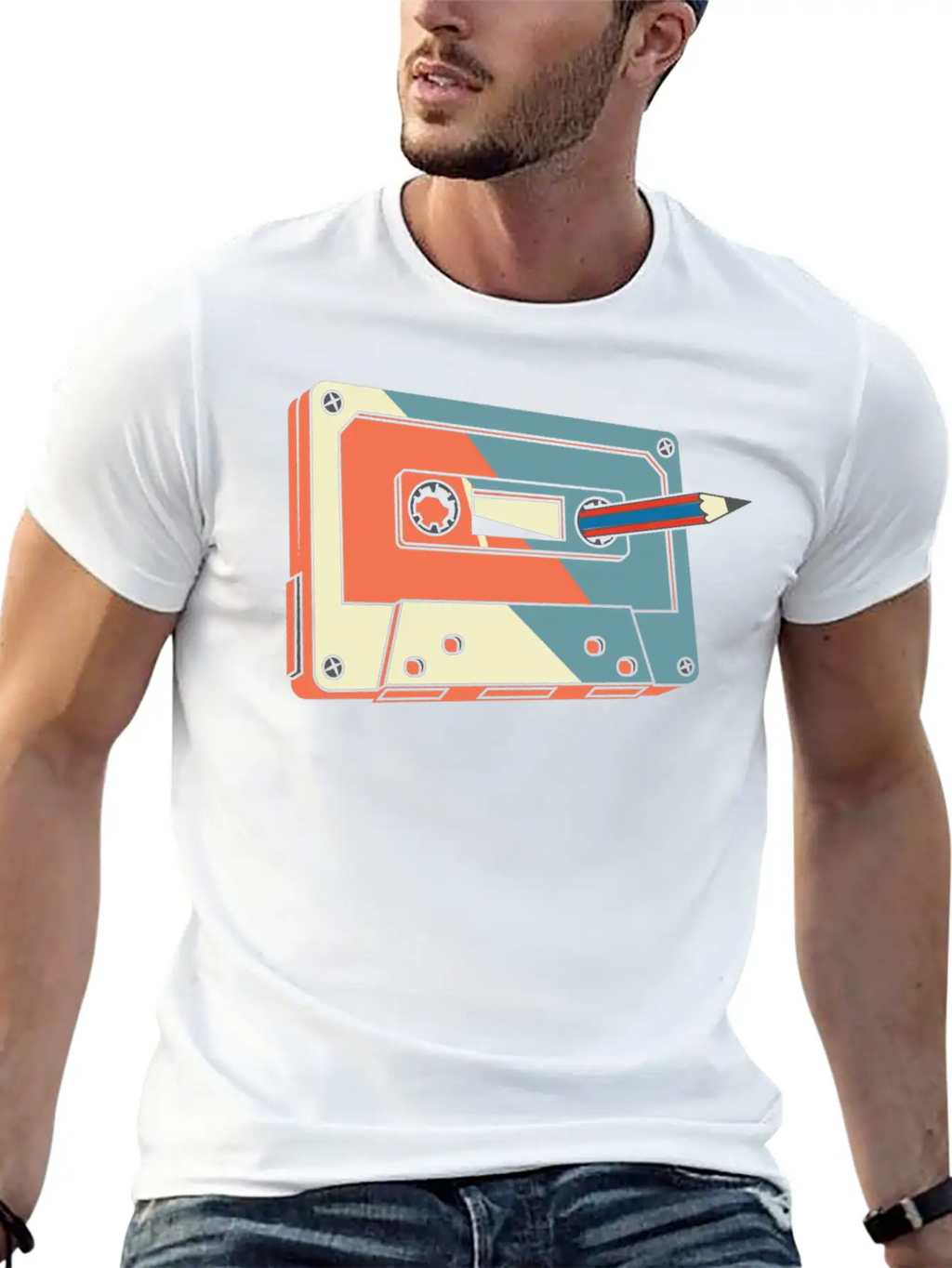 Funny Vintage Tape With Pencil Modern Fit Casual T-Shirt – Clean And Versatile Design