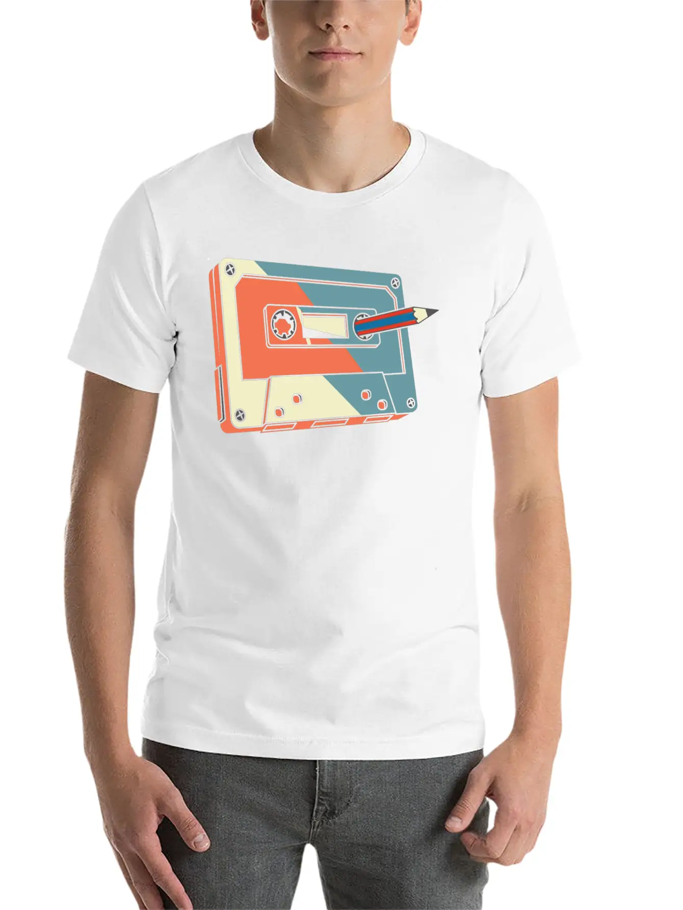 Funny Vintage Tape With Pencil Modern Fit Casual T-Shirt – Clean And Versatile Design