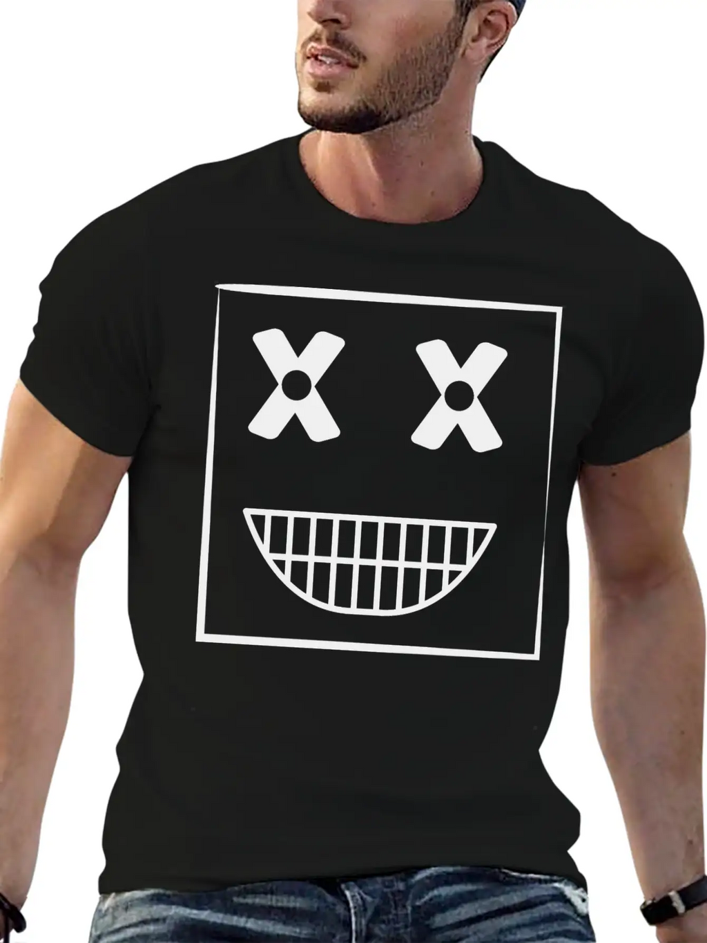 Funny Weird Smiley Squarehead Basic Graphic T-Shirt – Daily Comfort In Soft Cotton