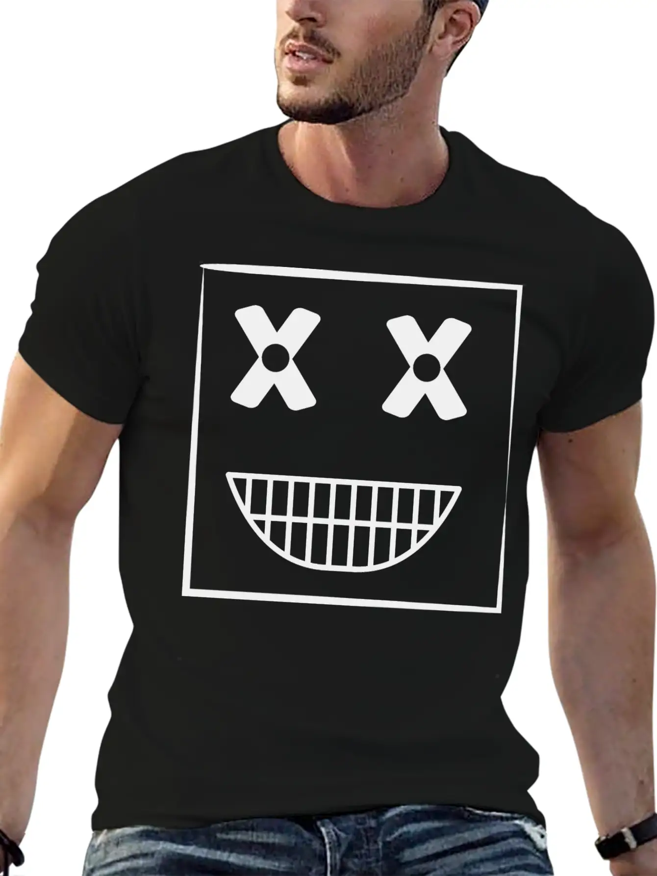 Funny Weird Smiley Squarehead Basic Graphic T-Shirt – Daily Comfort In Soft Cotton
