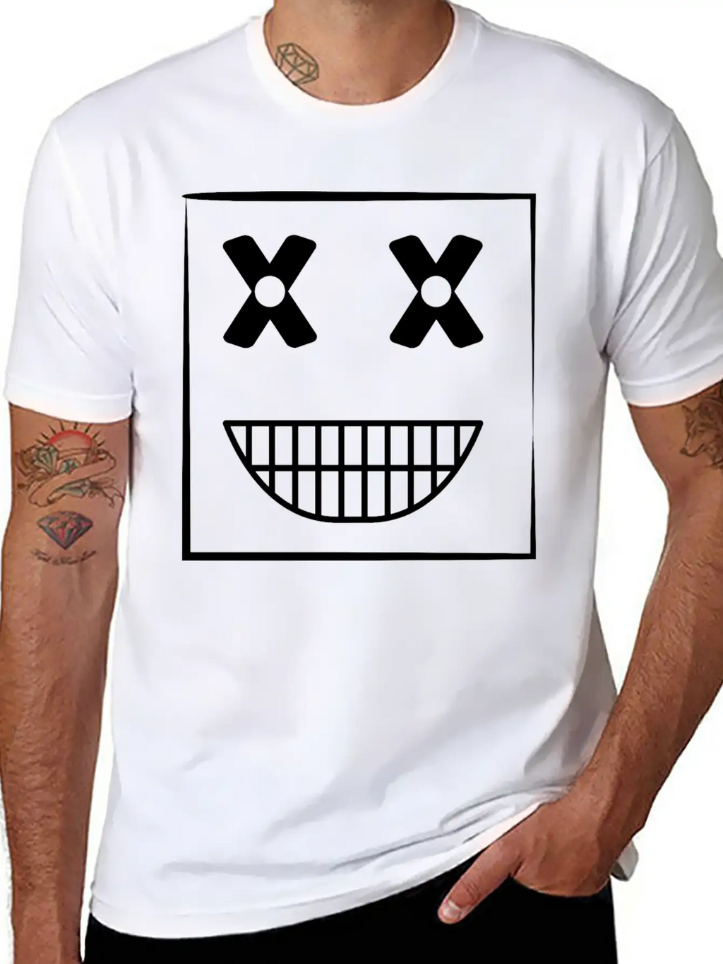 Funny Weird Smiley Squarehead Basic Graphic T-Shirt – Daily Comfort In Soft Cotton