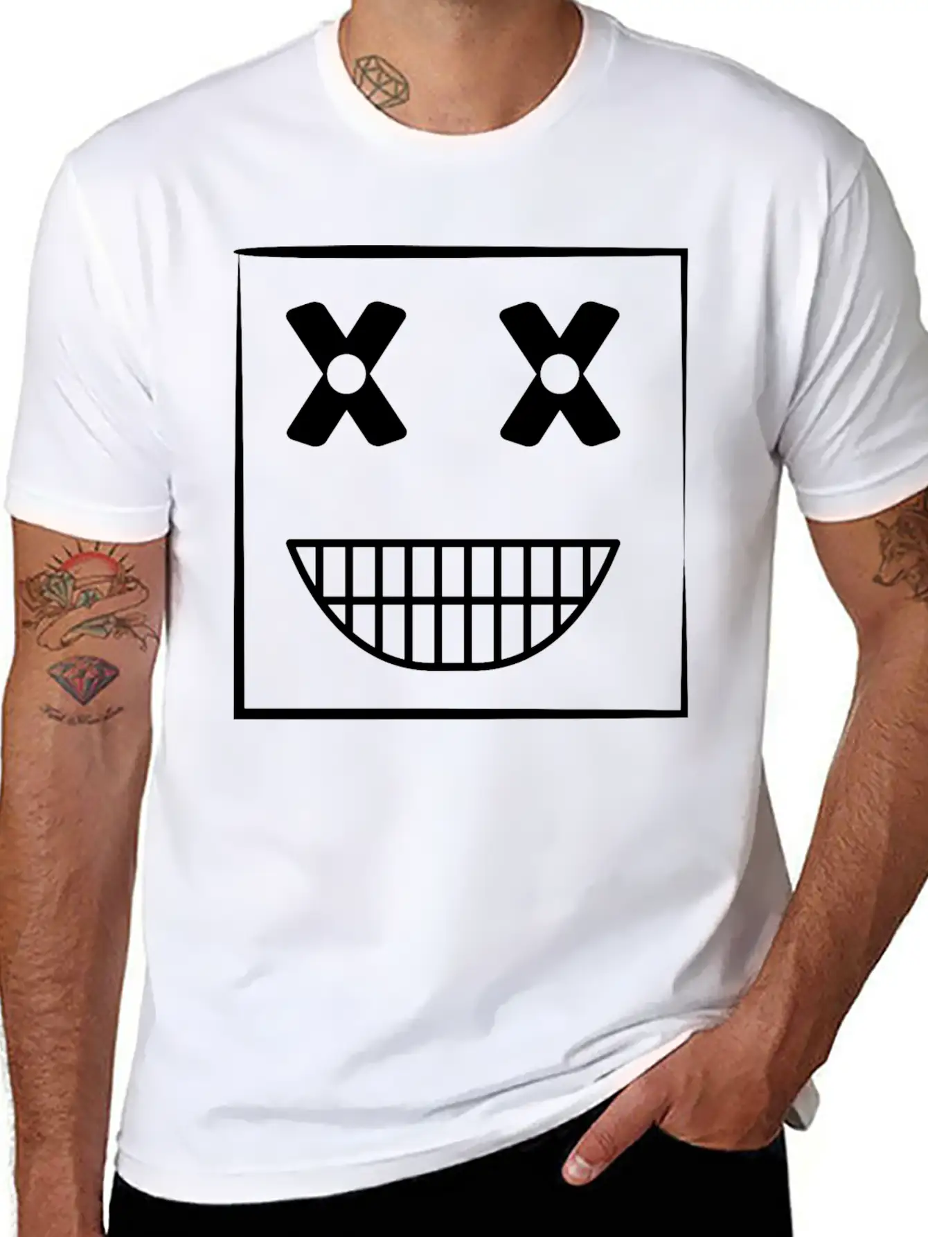 Funny Weird Smiley Squarehead Basic Graphic T-Shirt – Daily Comfort In Soft Cotton