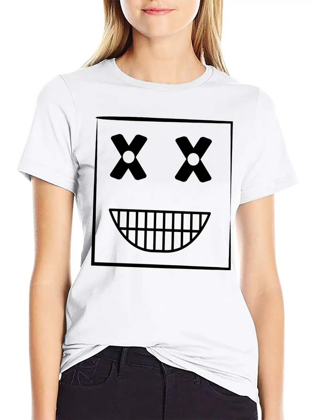 Funny Weird Smiley Squarehead Basic Graphic T-Shirt – Daily Comfort In Soft Cotton