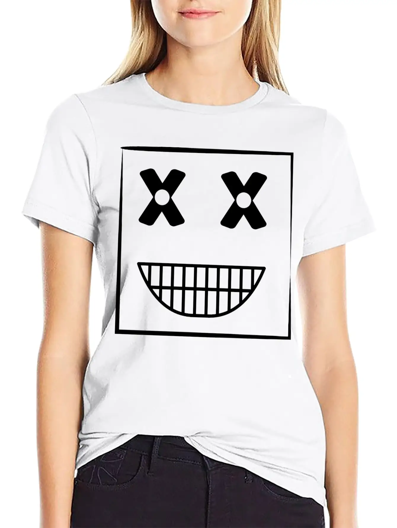 Funny Weird Smiley Squarehead Basic Graphic T-Shirt – Daily Comfort In Soft Cotton