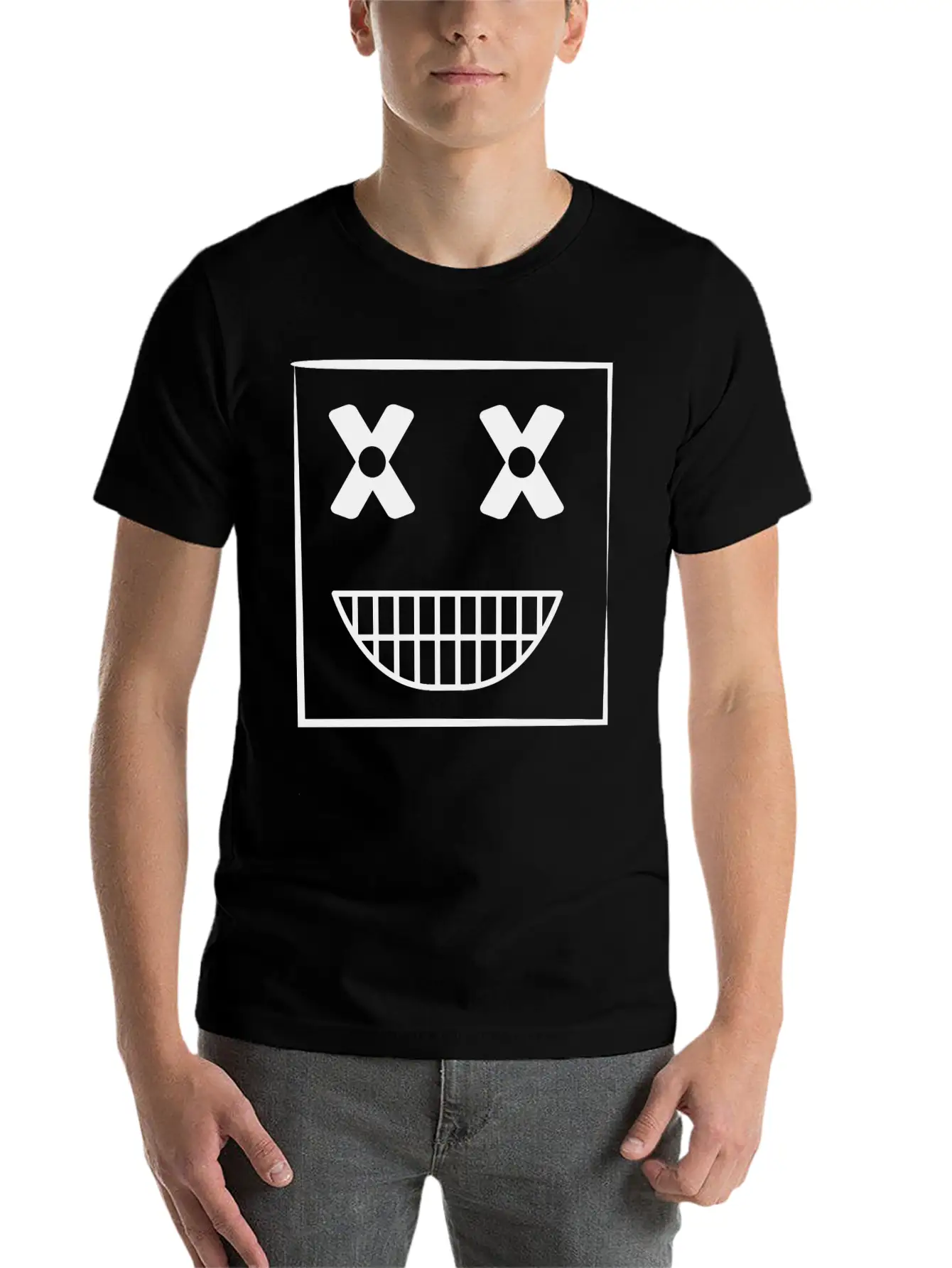 Funny Weird Smiley Squarehead Basic Graphic T-Shirt – Daily Comfort In Soft Cotton
