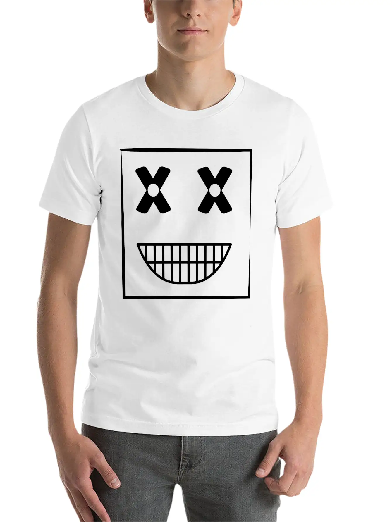Funny Weird Smiley Squarehead Basic Graphic T-Shirt – Daily Comfort In Soft Cotton