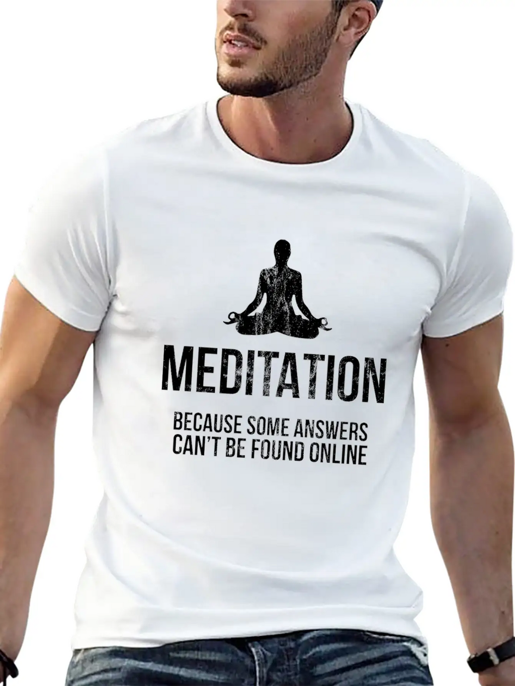Funny Yoga Meditation Print Don'T Hate Meditate Timeless Short Sleeve Tee – Comfy And Minimalist Design
