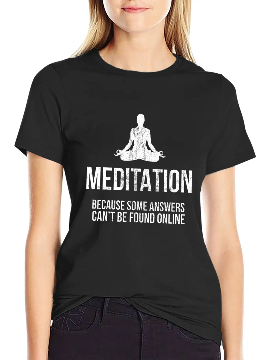 Funny Yoga Meditation Print Don'T Hate Meditate Timeless Short Sleeve Tee – Comfy And Minimalist Design