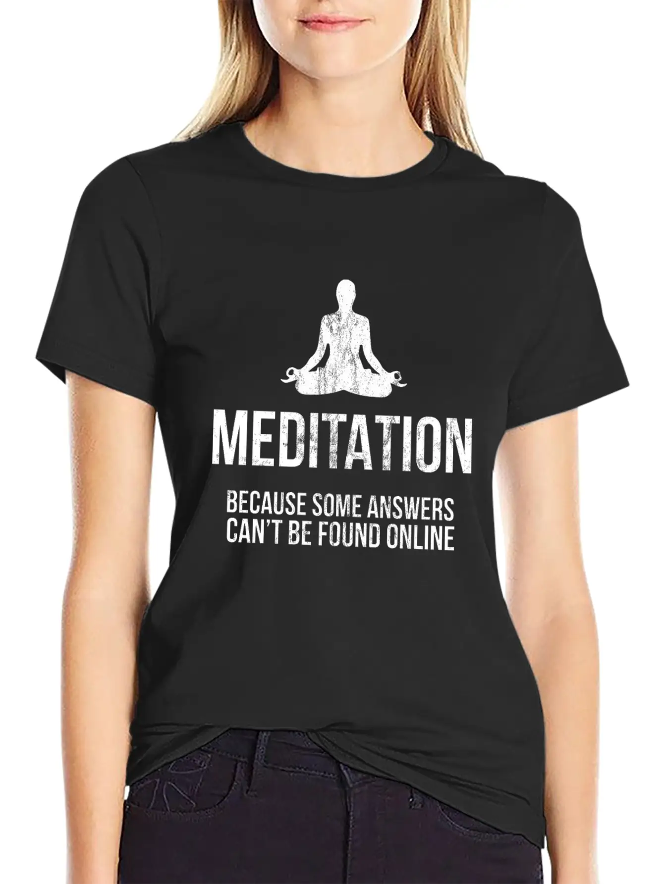 Funny Yoga Meditation Print Don'T Hate Meditate Timeless Short Sleeve Tee – Comfy And Minimalist Design