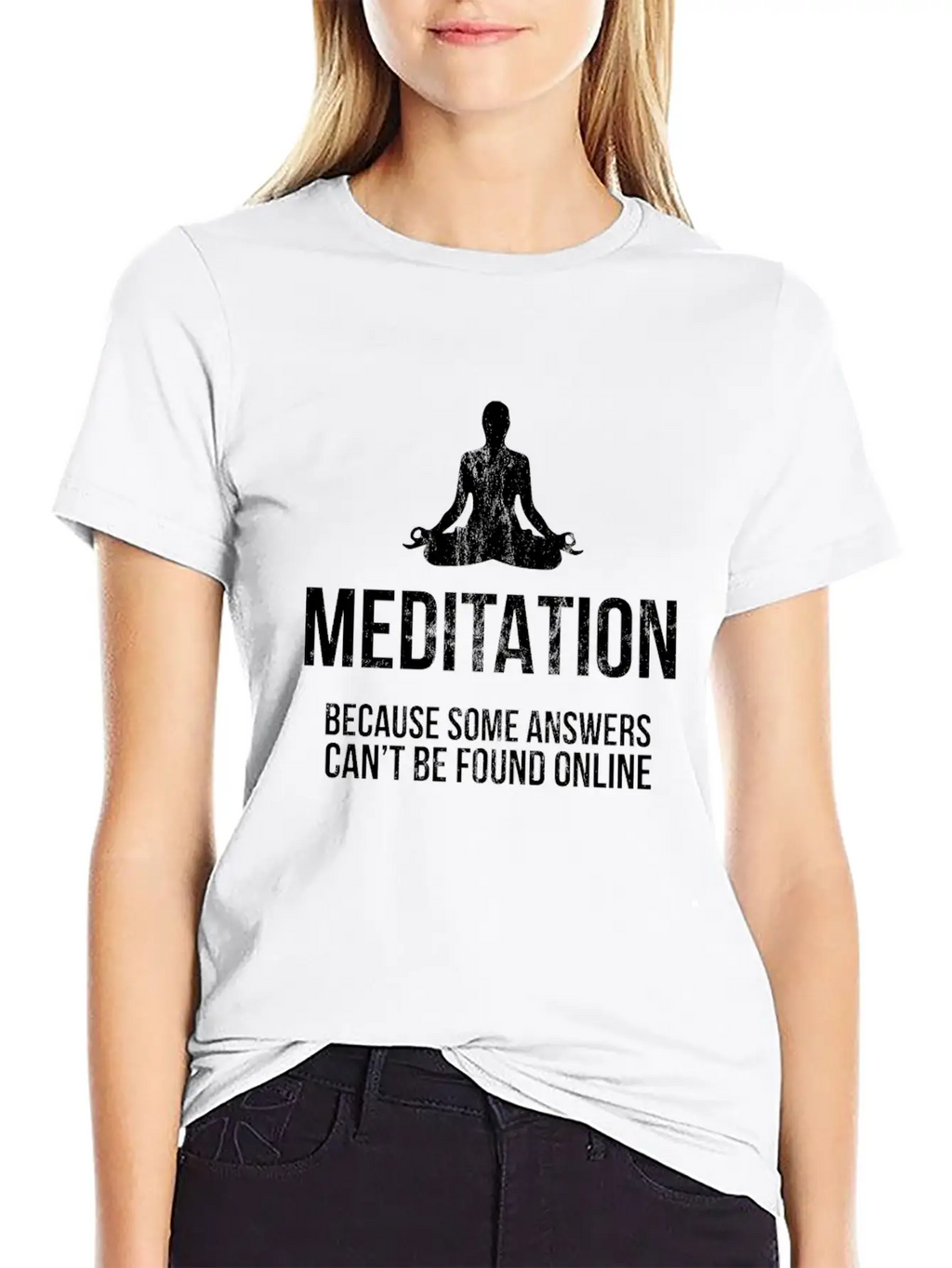 Funny Yoga Meditation Print Don'T Hate Meditate Timeless Short Sleeve Tee – Comfy And Minimalist Design