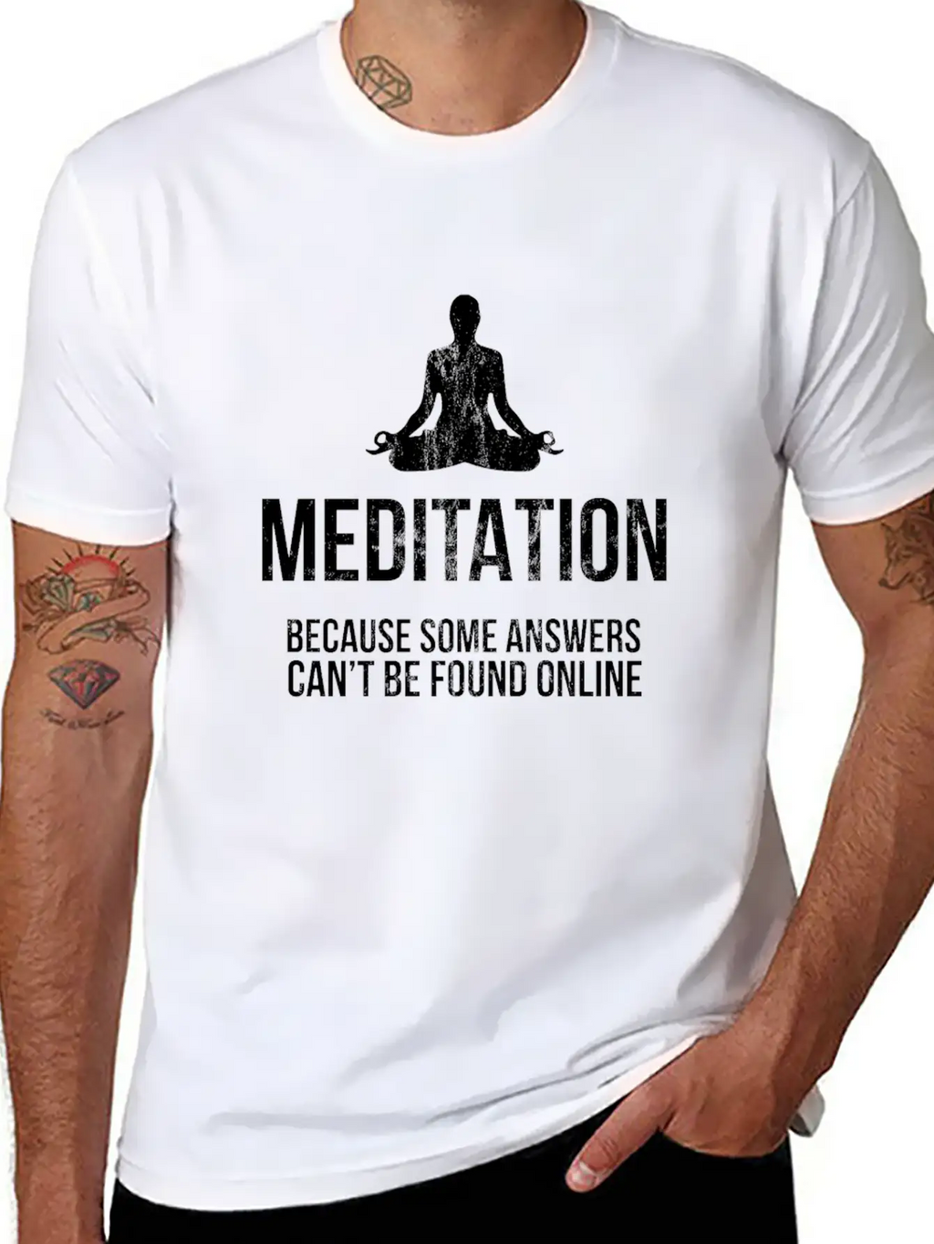 Funny Yoga Meditation Print Don'T Hate Meditate Timeless Short Sleeve Tee – Comfy And Minimalist Design