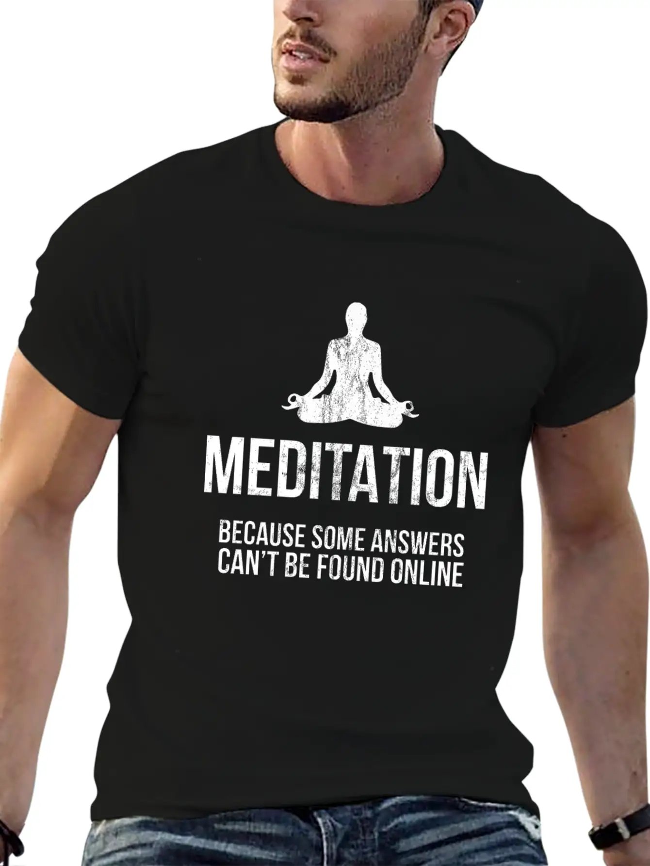 Funny Yoga Meditation Print Don'T Hate Meditate Timeless Short Sleeve Tee – Comfy And Minimalist Design