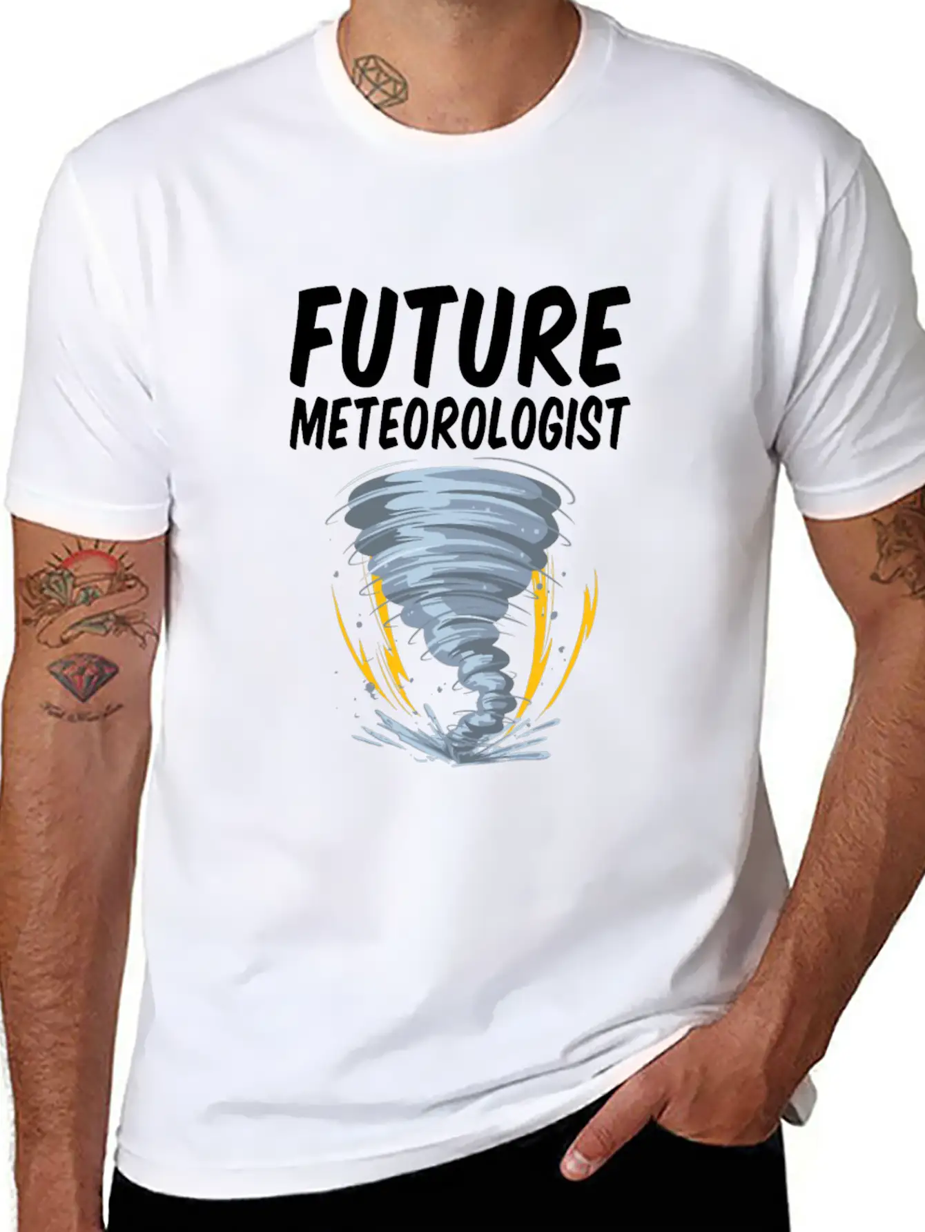 Future Meteorologist Funny Meteorology Tornado Stylish Everyday T-Shirt – Unisex Basic Cotton Tee