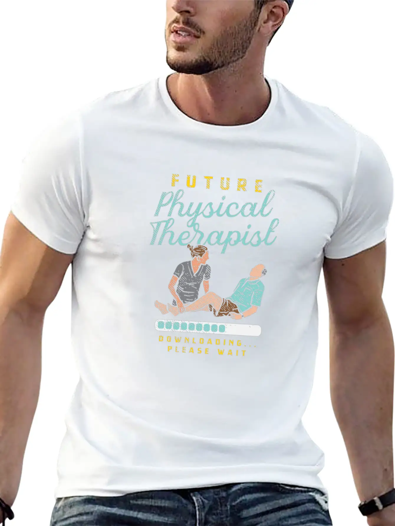 Future Physical Therapist Downloading Please Wait Breathable Soft Cotton T-Shirt – Timeless Casual Look