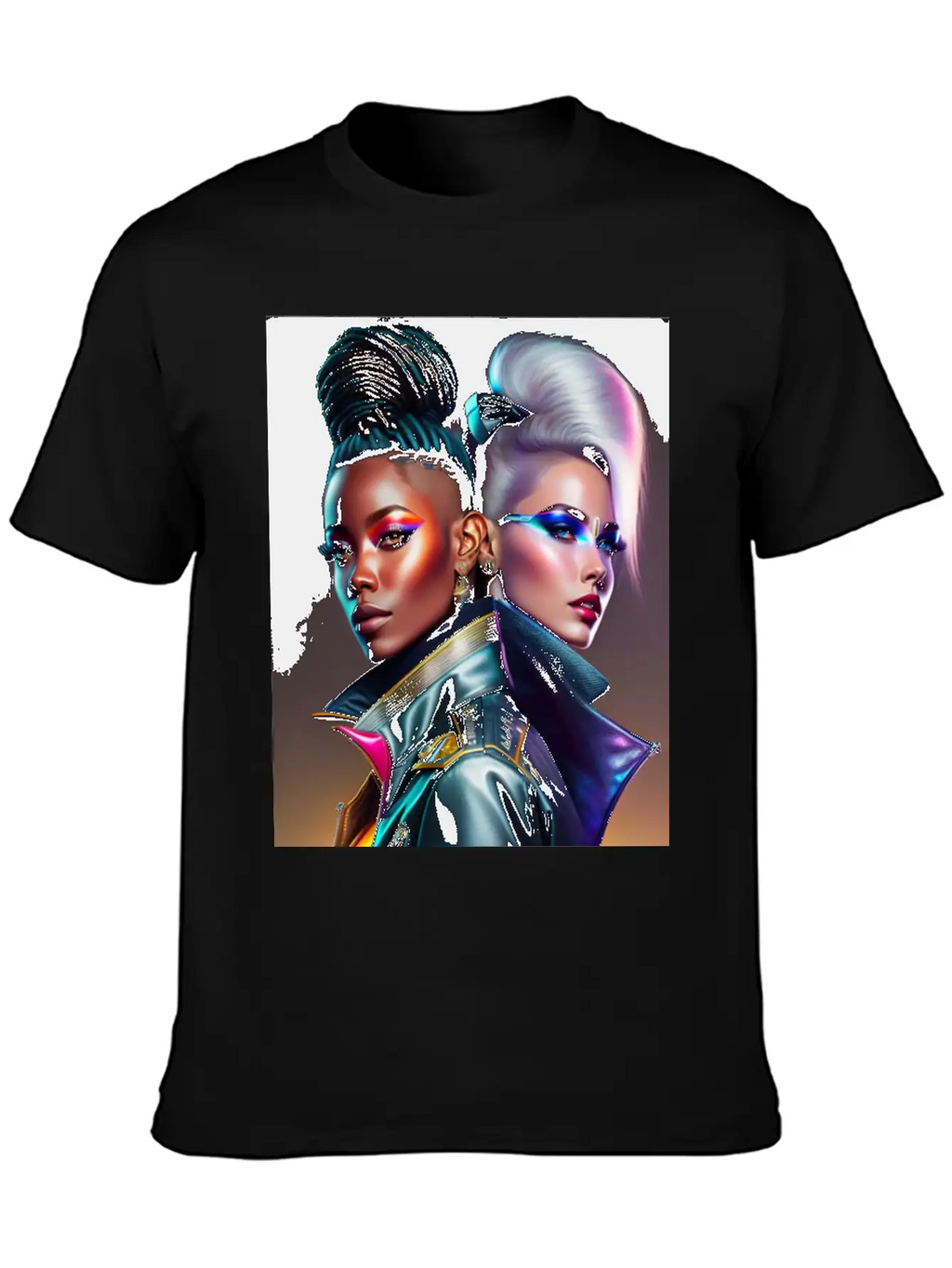 Futuristic Couple Cyberpunk Style 2 Essential Cotton Tee For Daily Outfits – Unisex Style