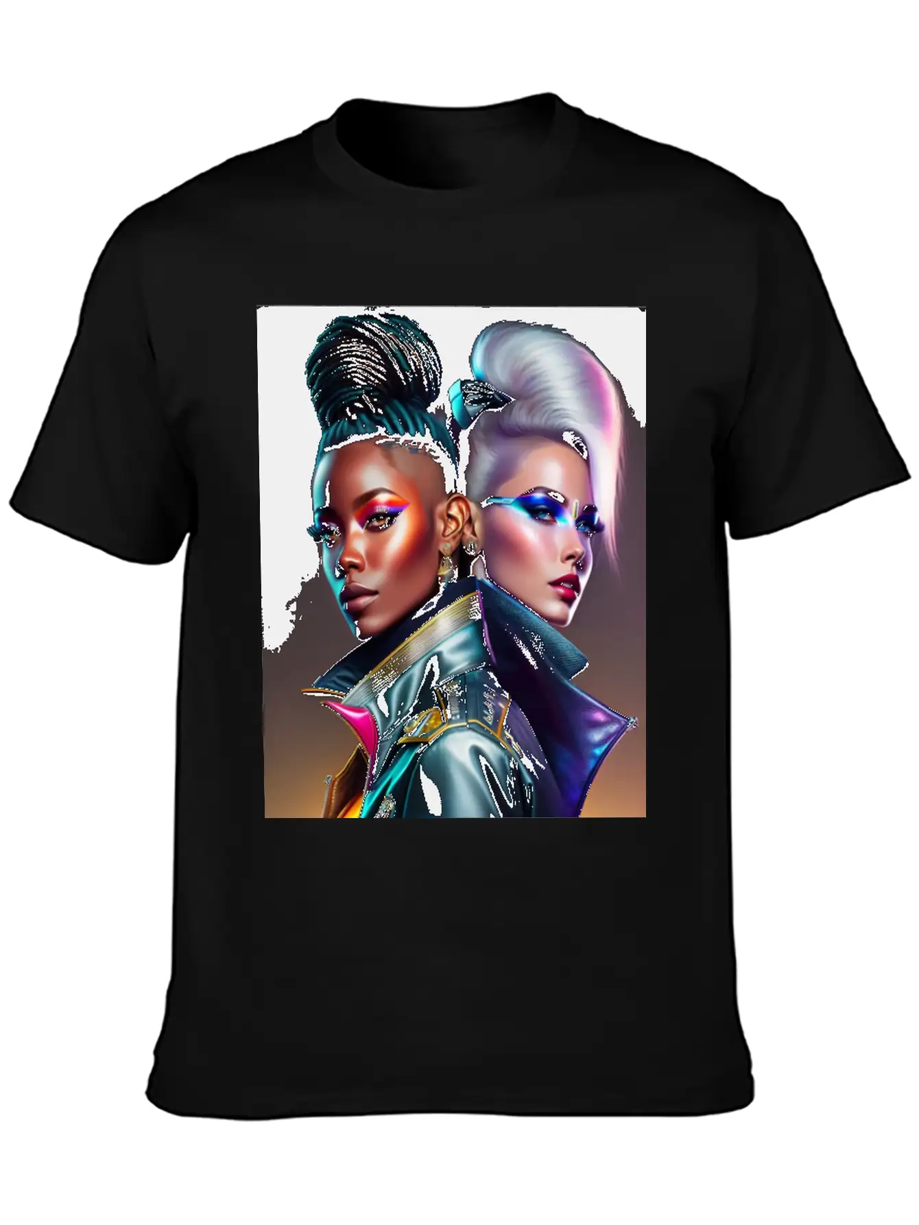 Futuristic Couple Cyberpunk Style 2 Essential Cotton Tee For Daily Outfits – Unisex Style