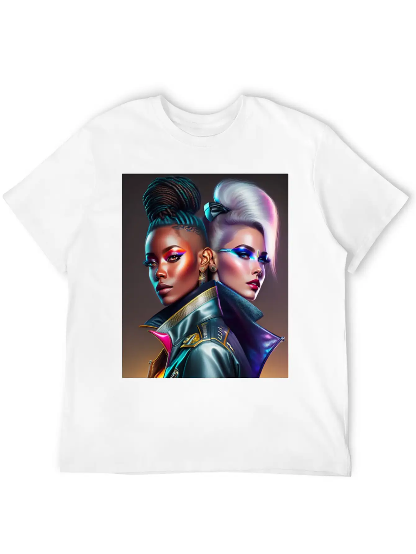 Futuristic Couple Cyberpunk Style 2 Essential Cotton Tee For Daily Outfits – Unisex Style