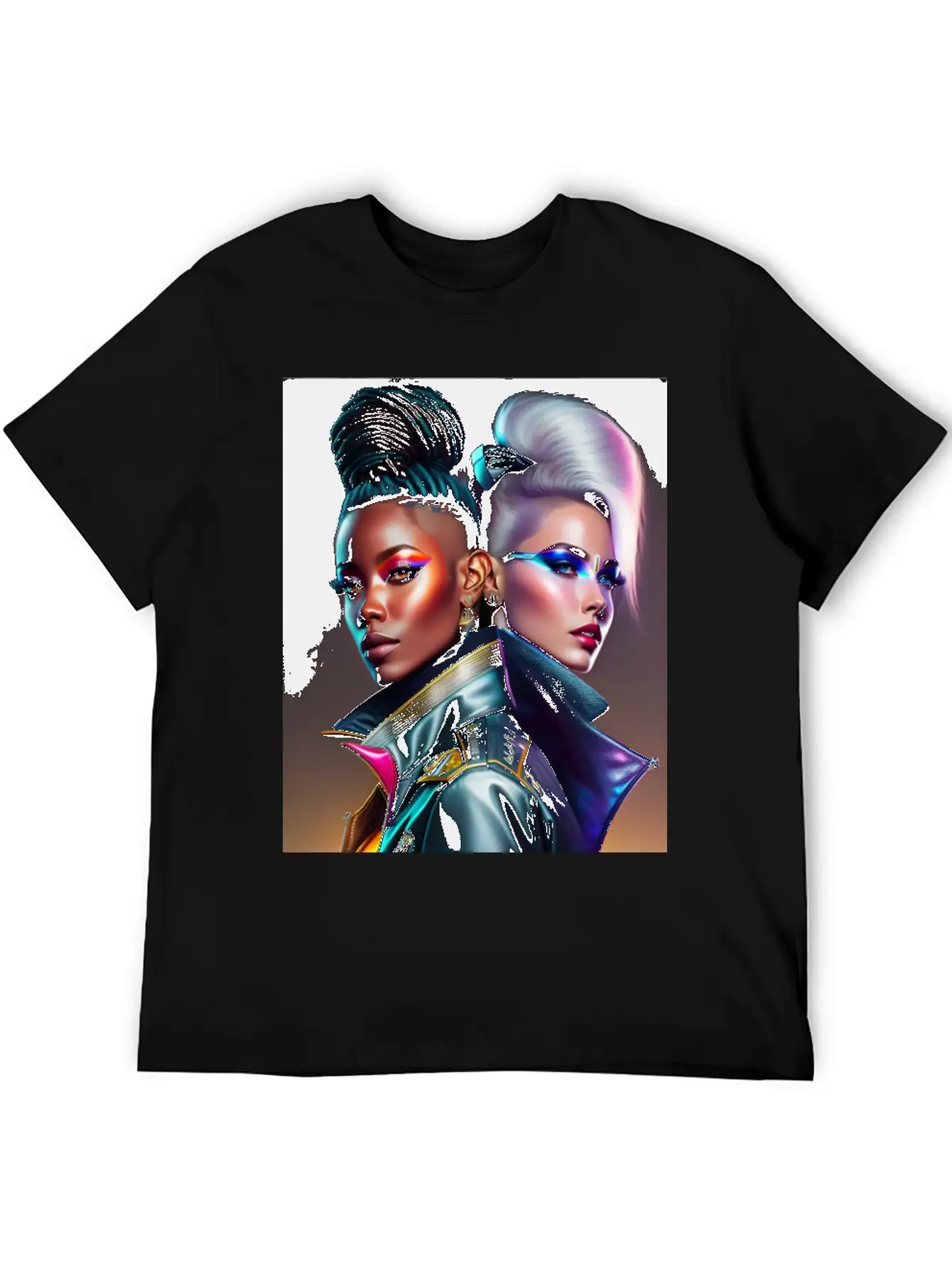 Futuristic Couple Cyberpunk Style 2 Essential Cotton Tee For Daily Outfits – Unisex Style