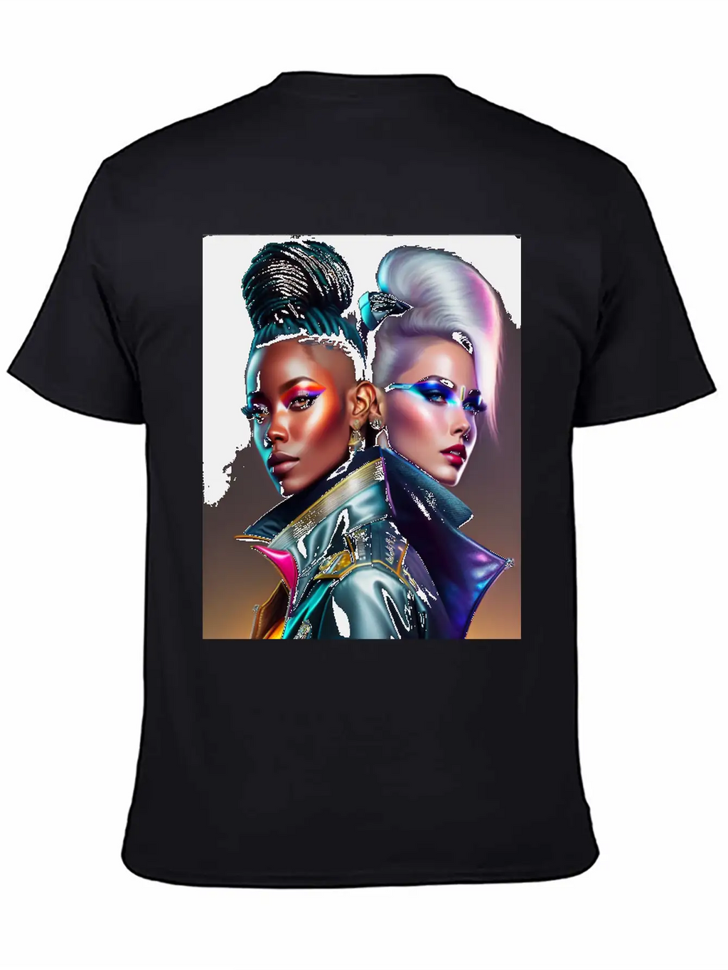 Futuristic Couple Cyberpunk Style 2 Essential Cotton Tee For Daily Outfits – Unisex Style