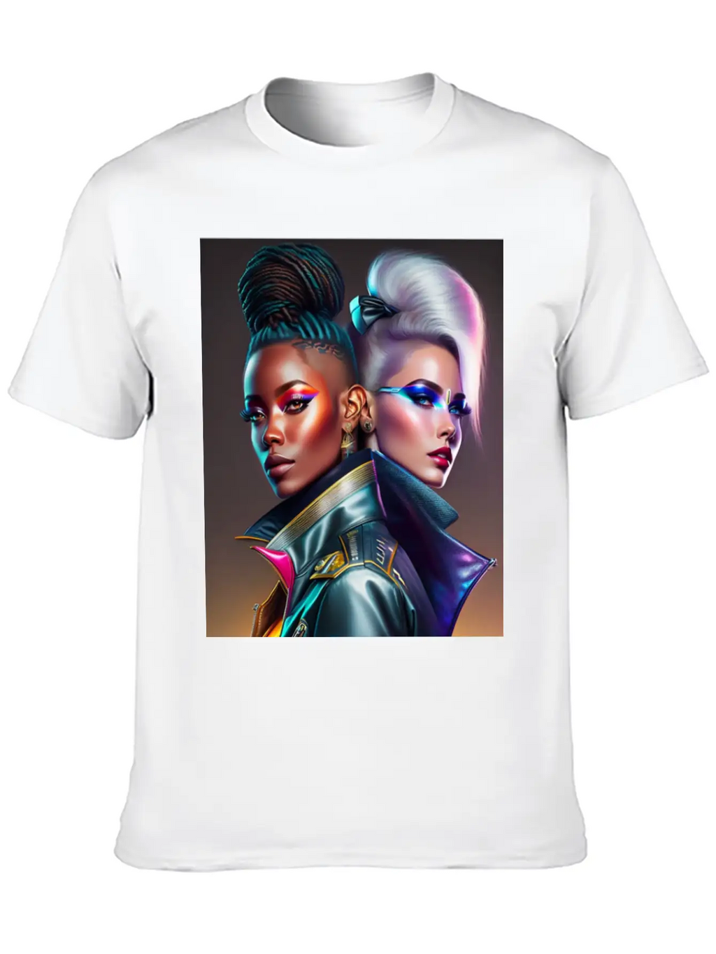 Futuristic Couple Cyberpunk Style 2 Essential Cotton Tee For Daily Outfits – Unisex Style