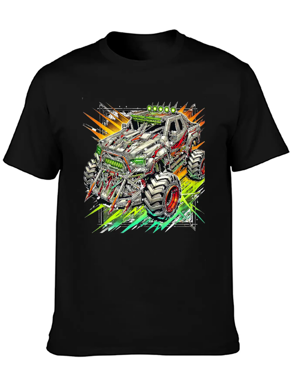 Futuristic Off-Road Monster Truck With Cyberpunk Relaxed Everyday Tee – Lightweight And Durable Cotton