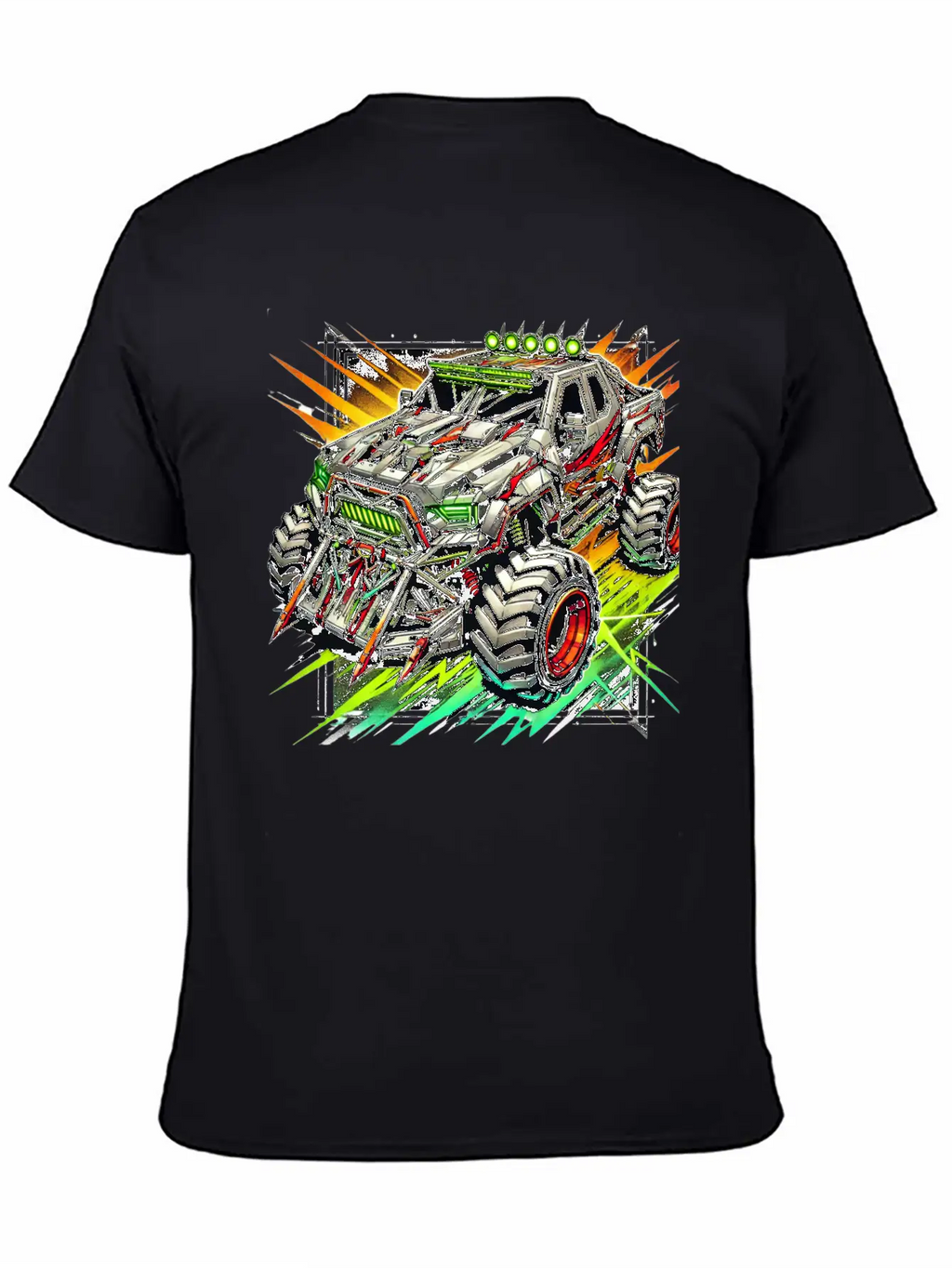 Futuristic Off-Road Monster Truck With Cyberpunk Relaxed Everyday Tee – Lightweight And Durable Cotton