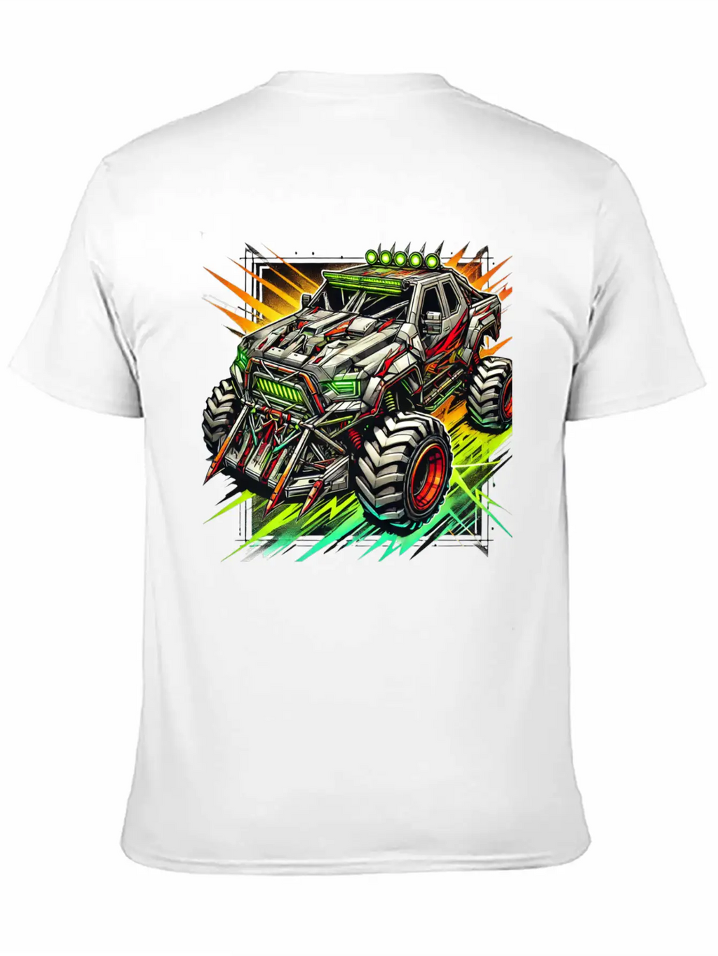 Futuristic Off-Road Monster Truck With Cyberpunk Relaxed Everyday Tee – Lightweight And Durable Cotton