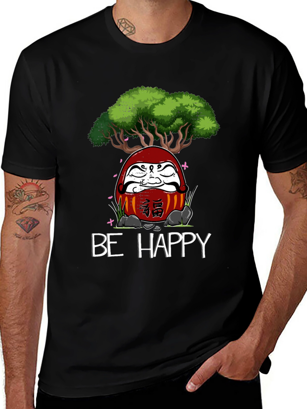 Be Happy Daruma Doll Bonsai T-Shirt