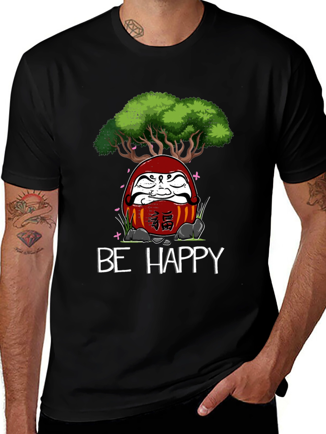 Be Happy Daruma Doll Bonsai T-Shirt