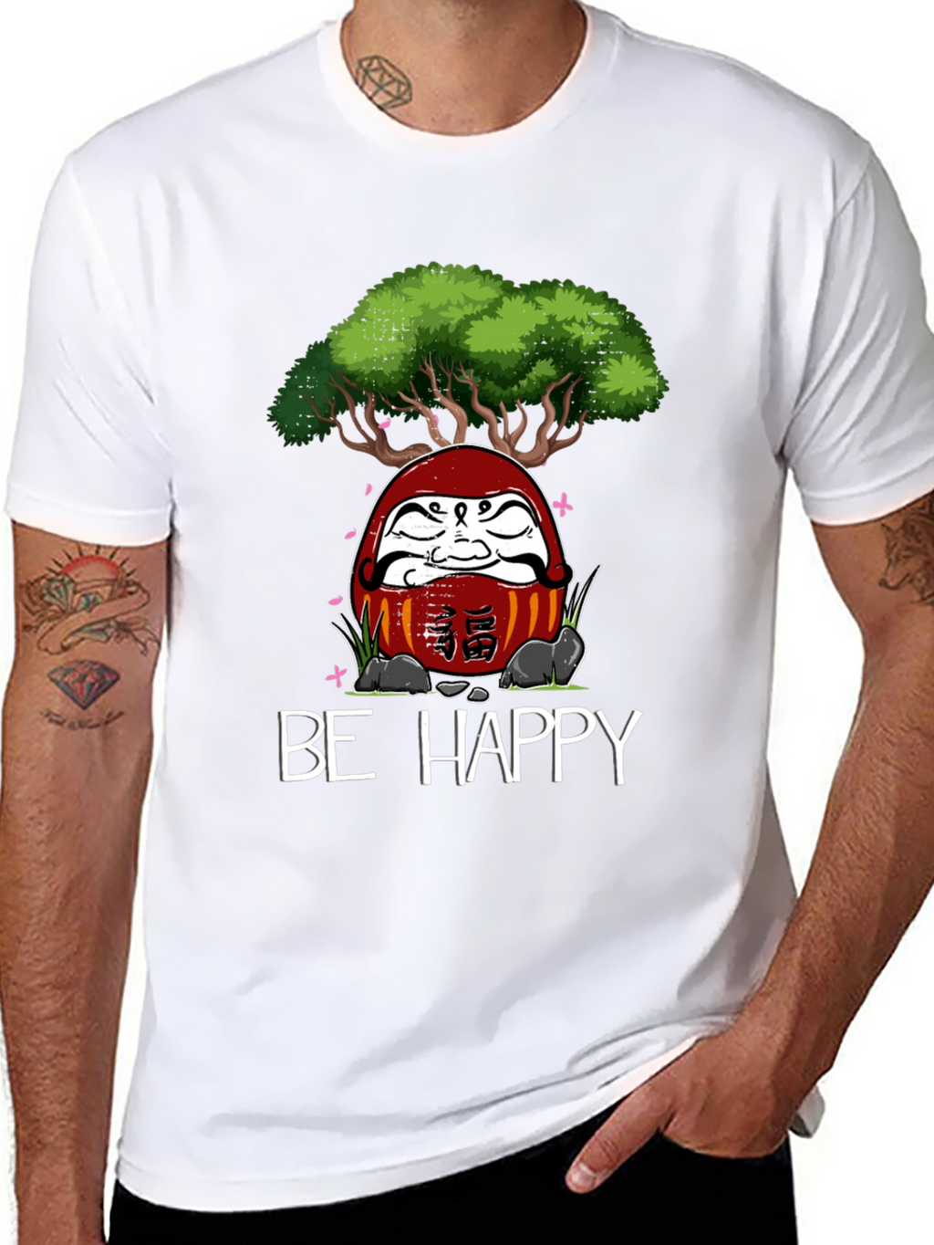 Be Happy Daruma Doll Bonsai T-Shirt