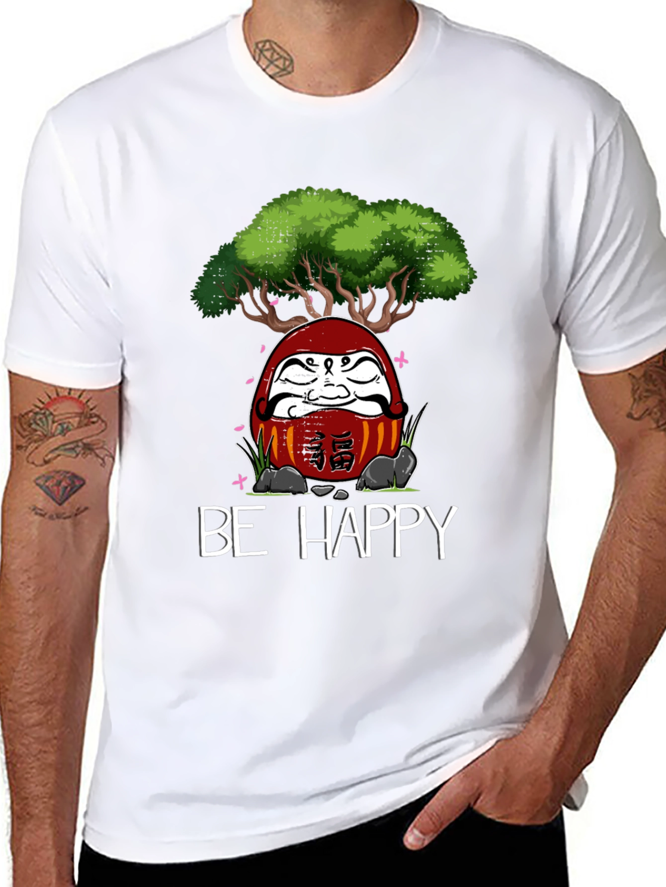 Be Happy Daruma Doll Bonsai T-Shirt