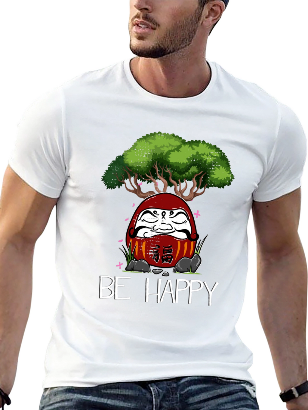 Be Happy Daruma Doll Bonsai T-Shirt