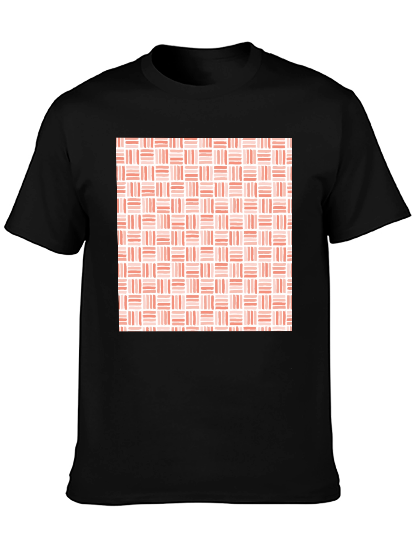 Modern Woven Pattern Mens Black T-Shirt