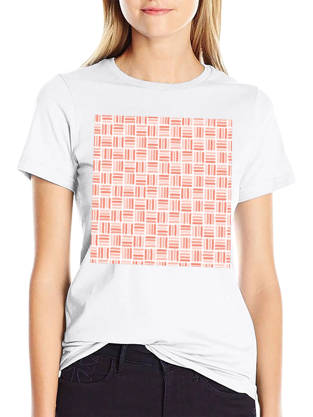 Modern Woven Pattern Mens Black T-Shirt