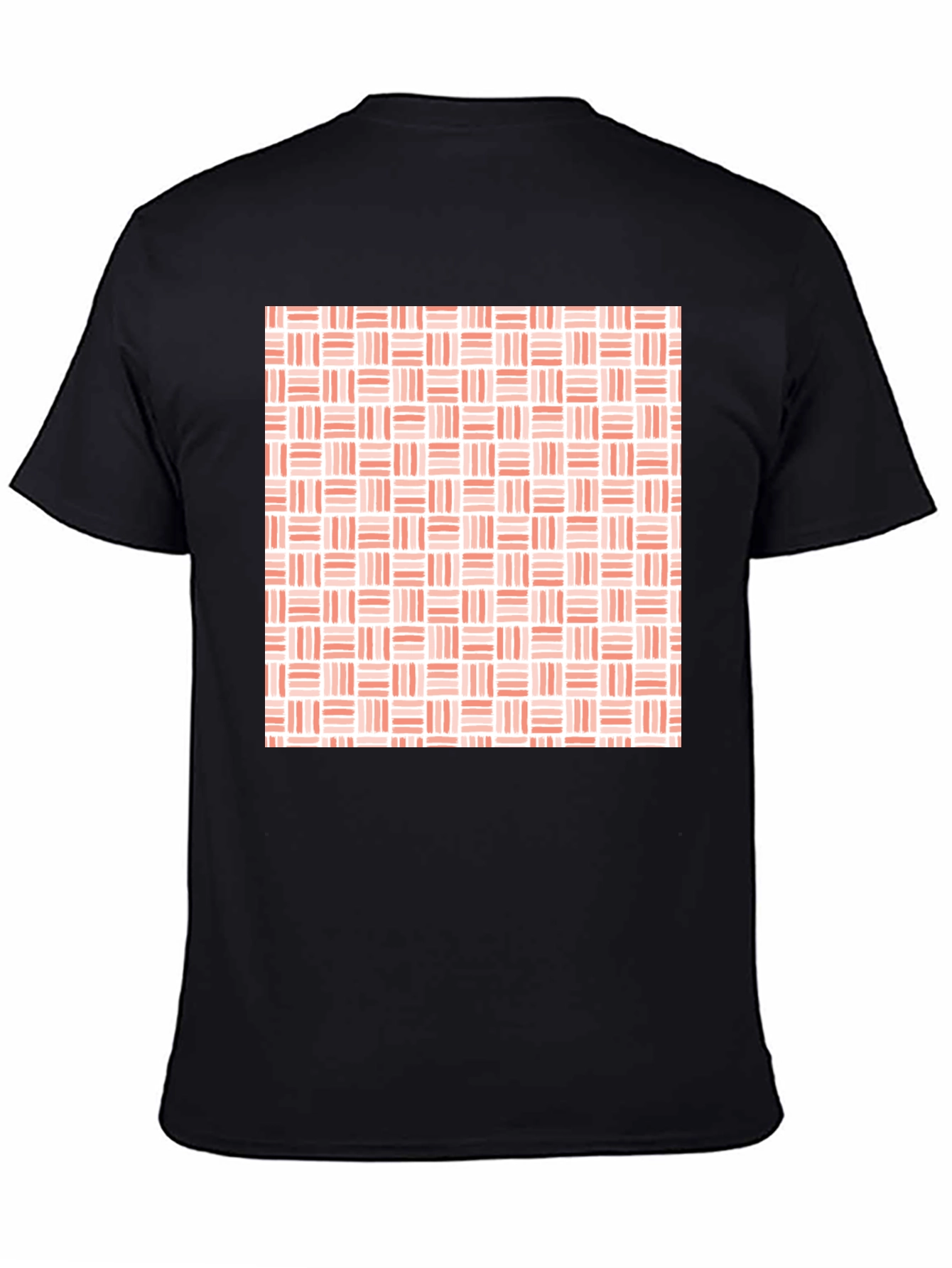 Modern Woven Pattern Mens Black T-Shirt