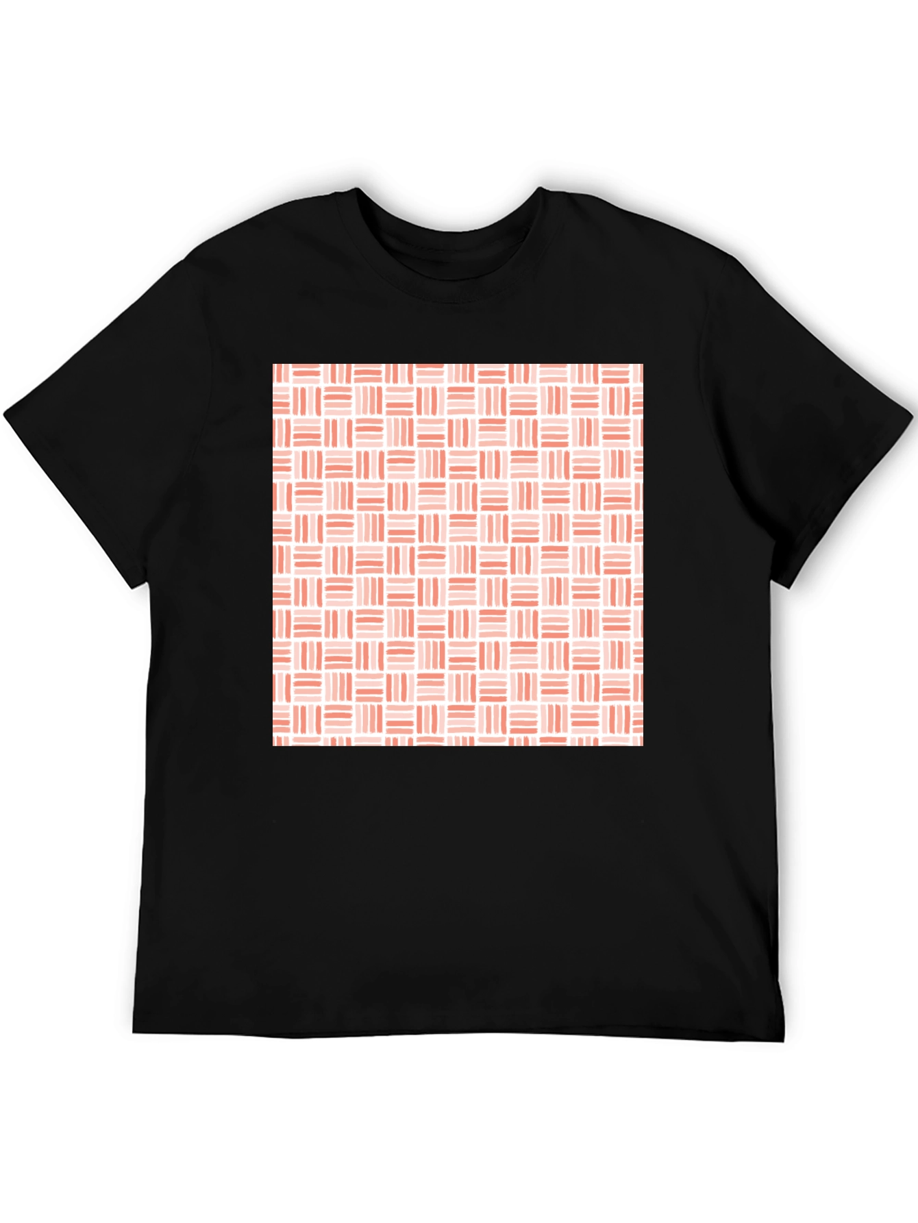 Modern Woven Pattern Mens Black T-Shirt