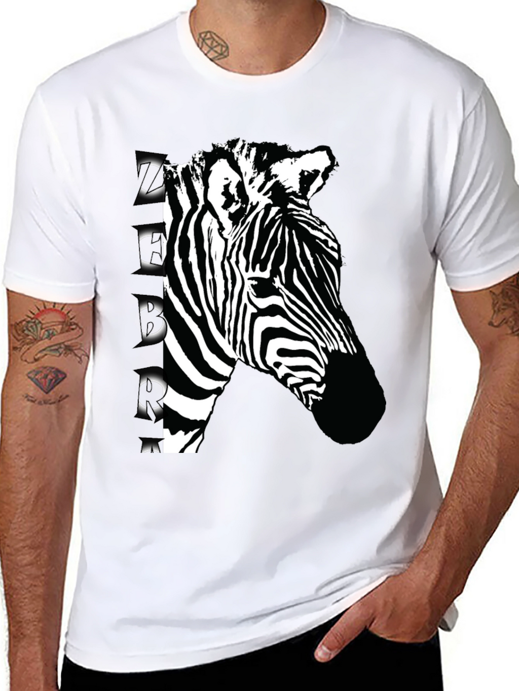 Zebra Graphic Print Black T-Shirt