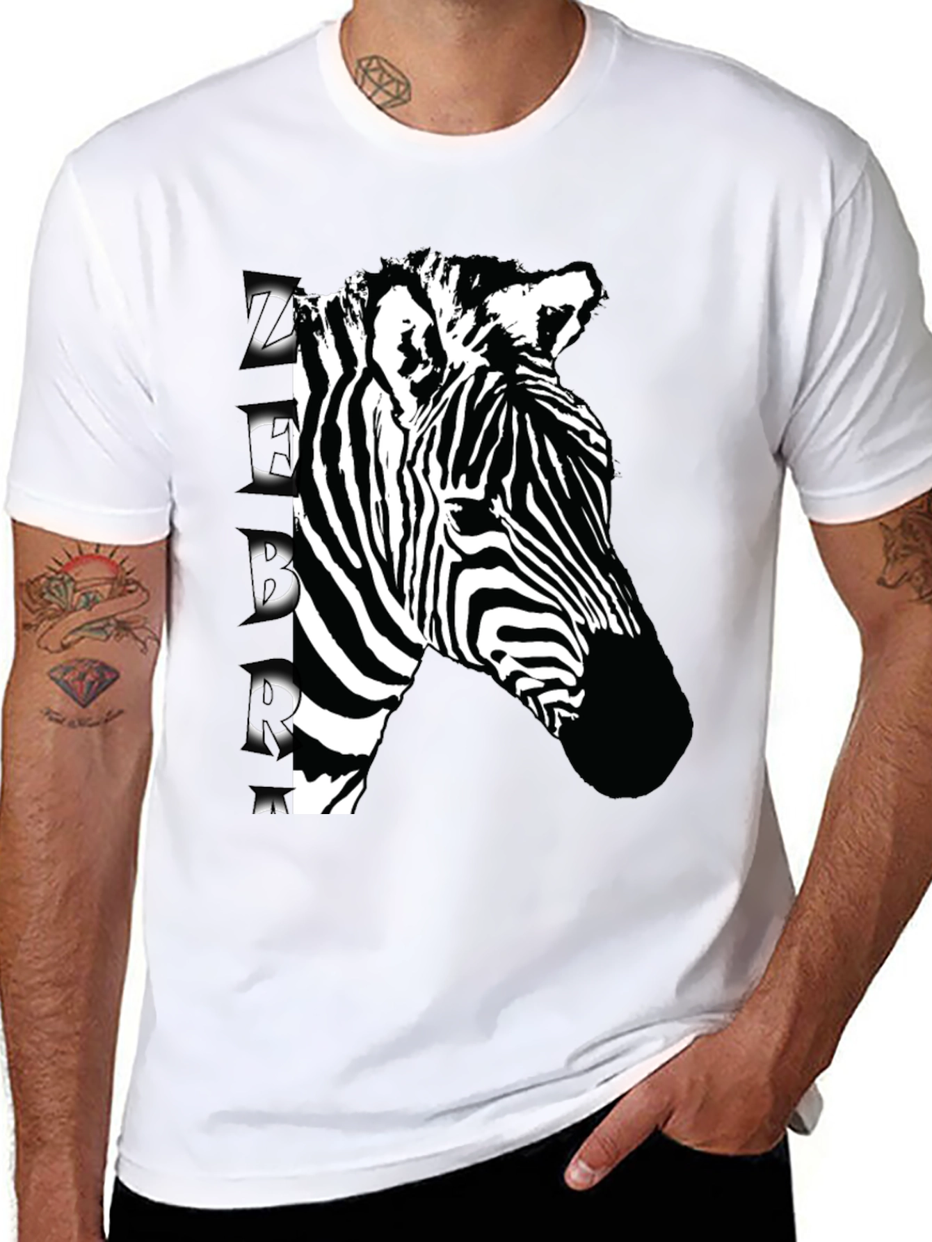Zebra Graphic Print Black T-Shirt