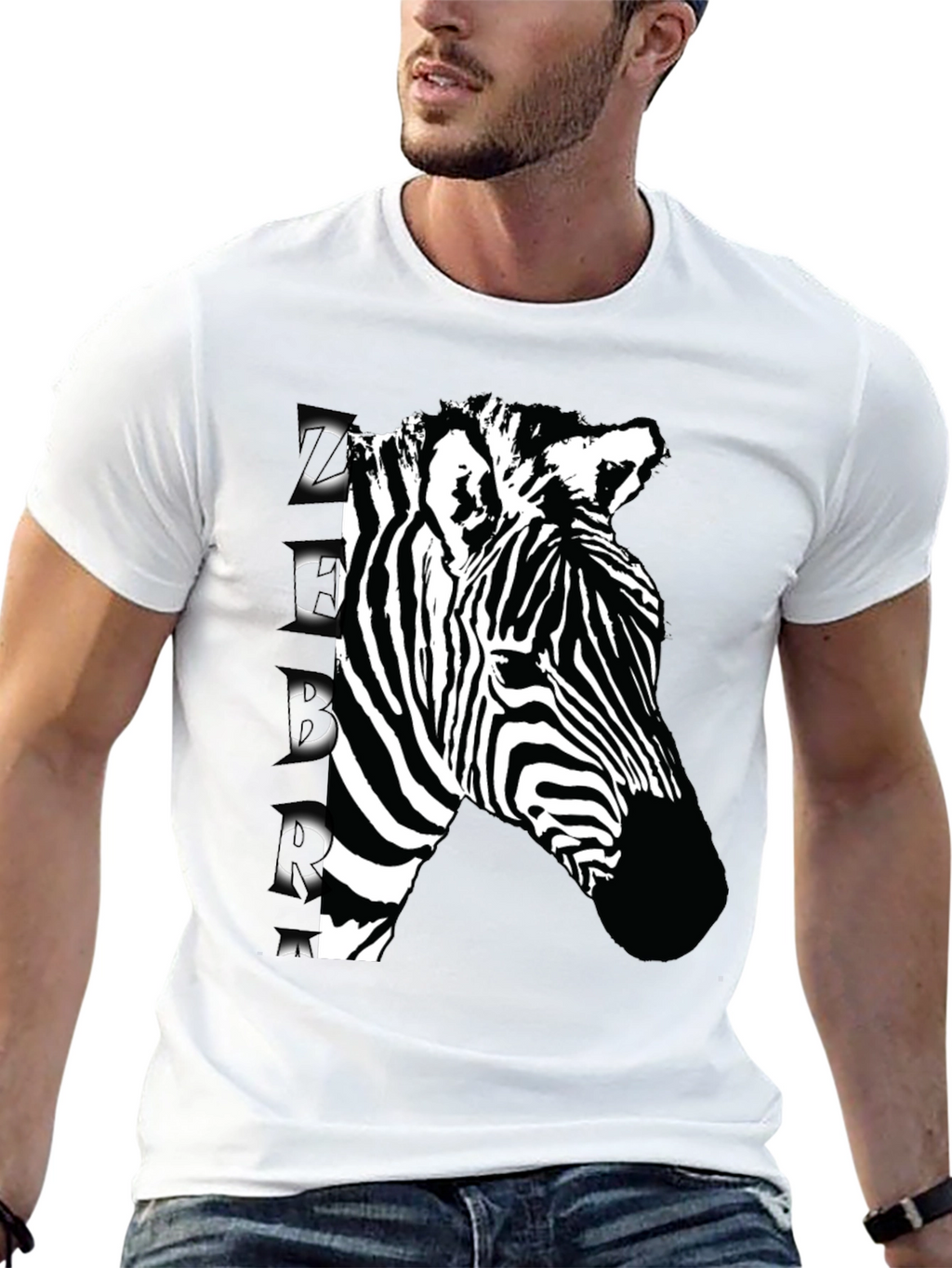 Zebra Graphic Print Black T-Shirt