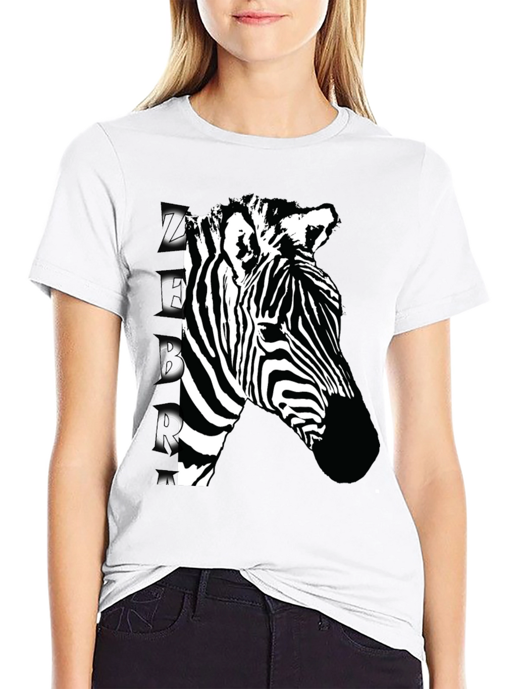 Zebra Graphic Print Black T-Shirt