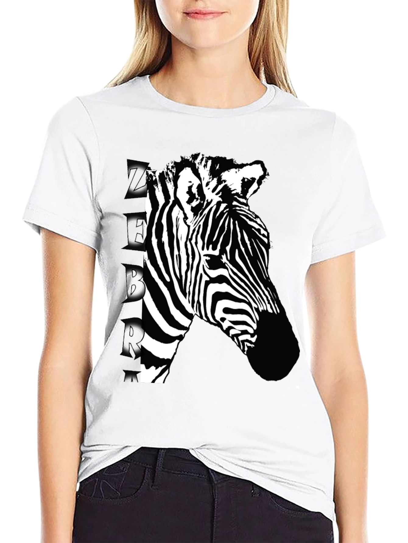 Zebra Graphic Print Black T-Shirt