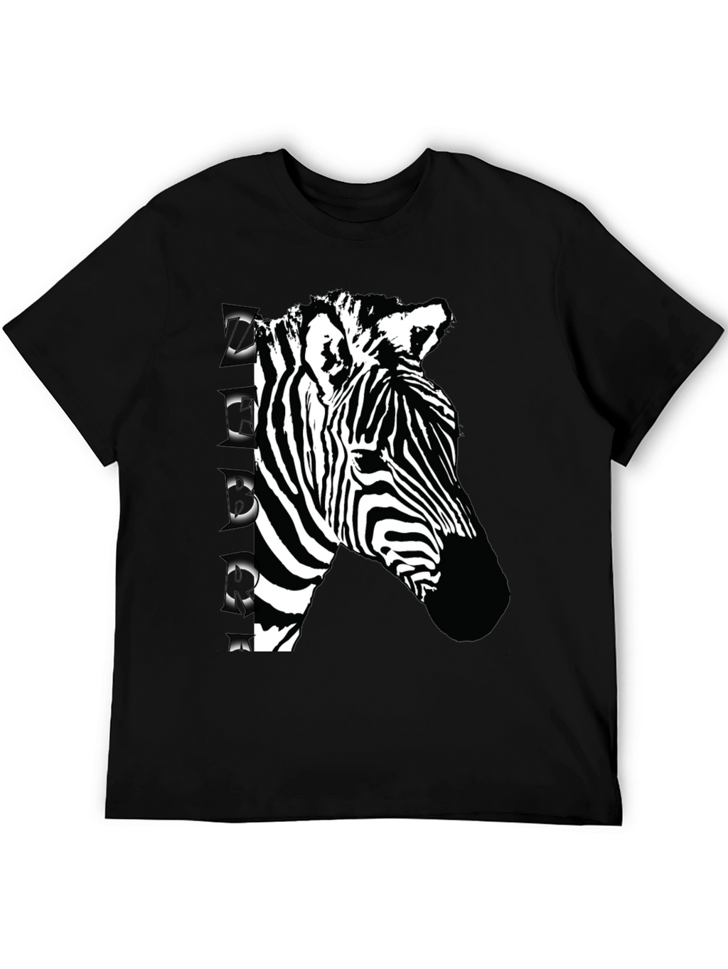 Zebra Graphic Print Black T-Shirt