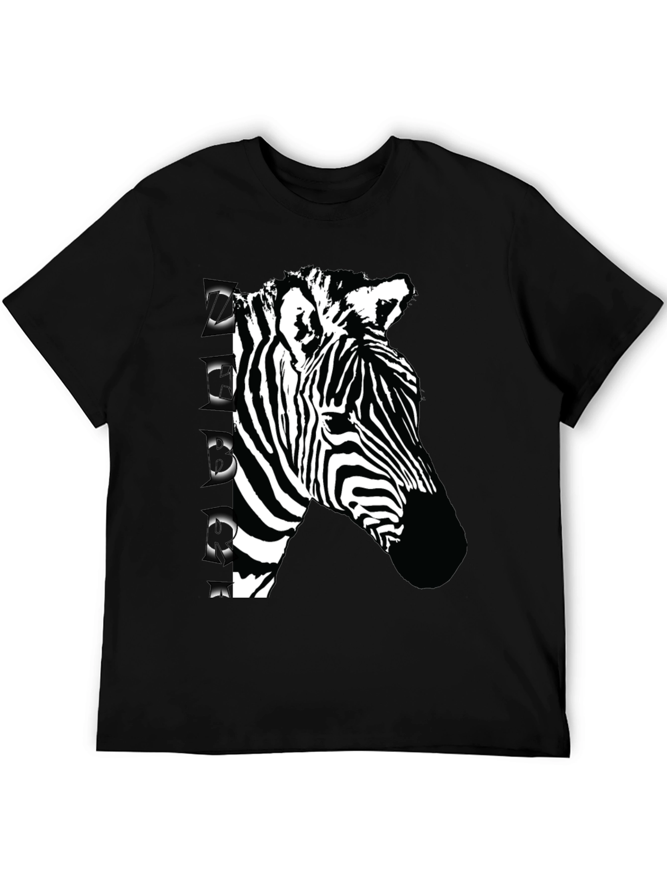 Zebra Graphic Print Black T-Shirt
