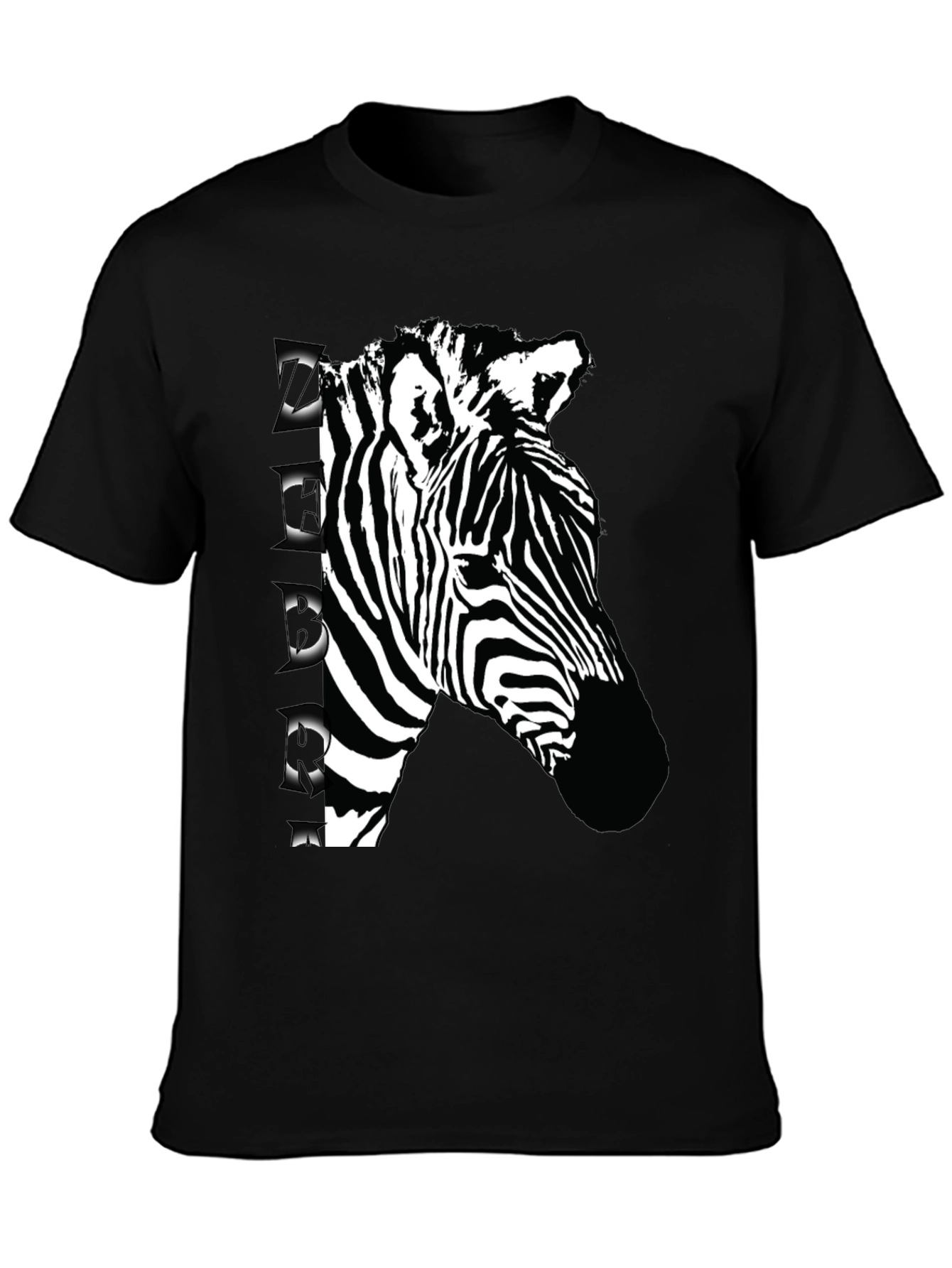 Zebra Graphic Print Black T-Shirt